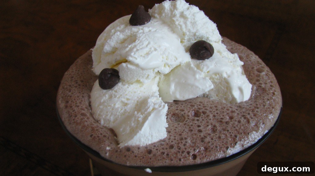 Topped frozen hot chocolate