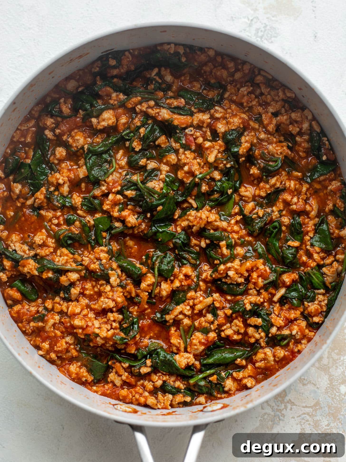ground turkey and spinach in marinara