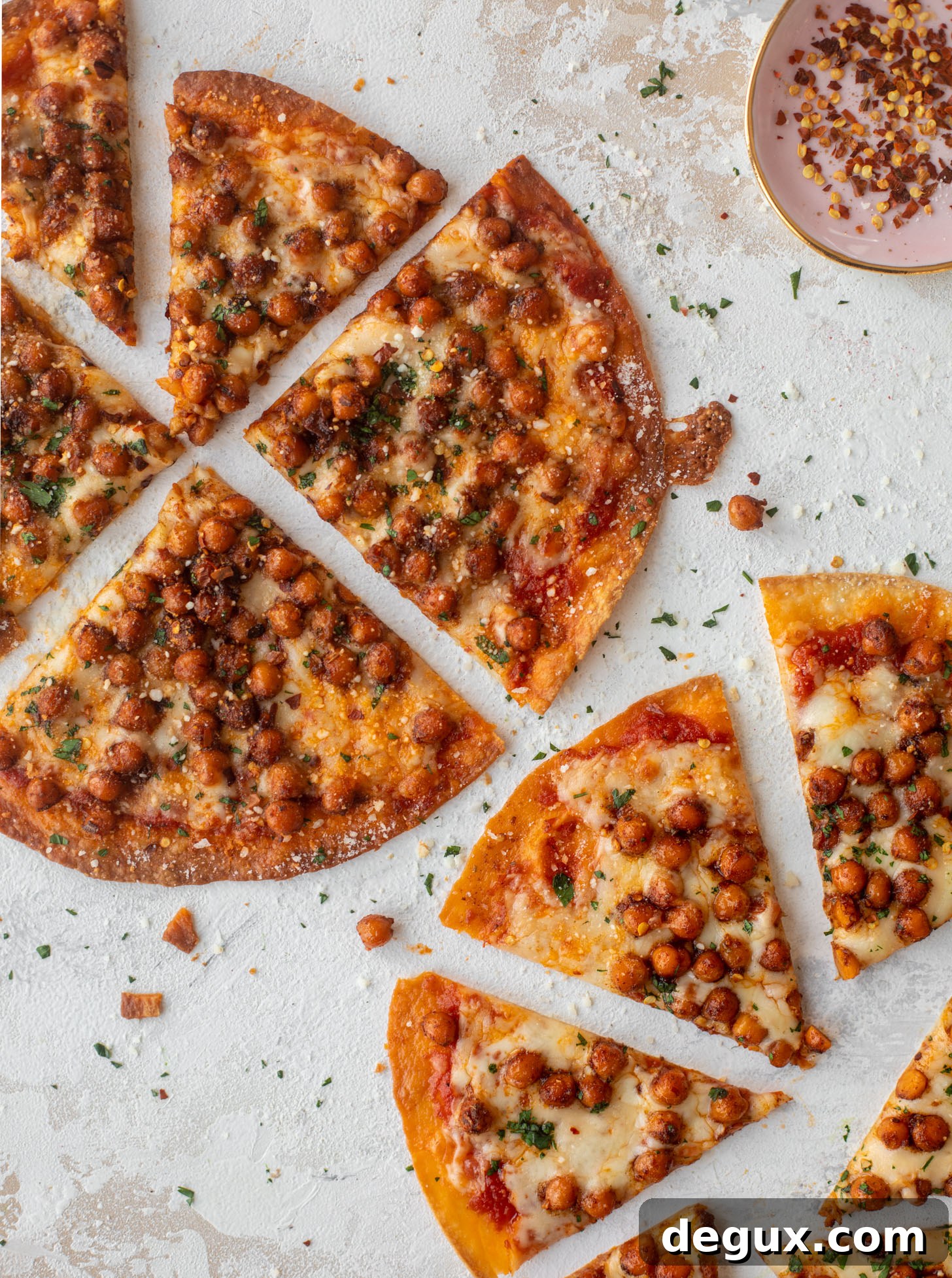tortilla pizzas with pepperoni chickpeas