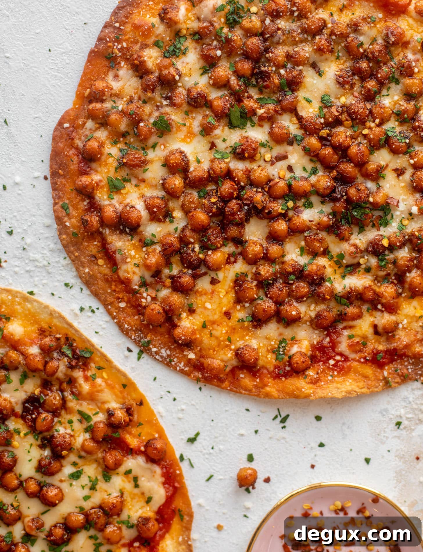 tortilla pizzas with pepperoni chickpeas