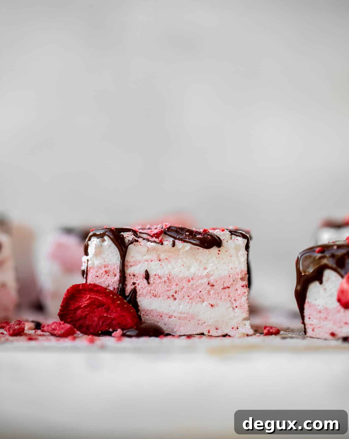 chocolate dipped strawberry swirl marshmallows