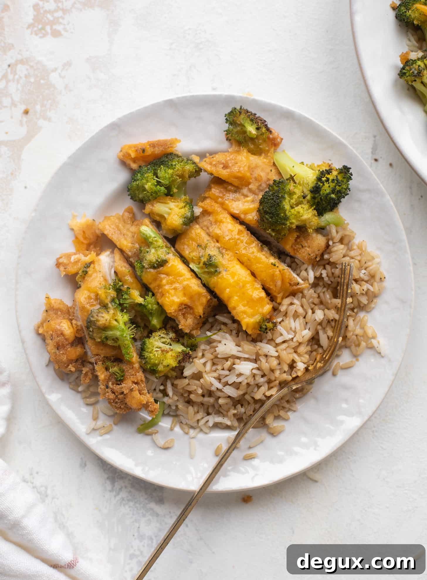 crispy broccoli cheddar melt chicken with rice