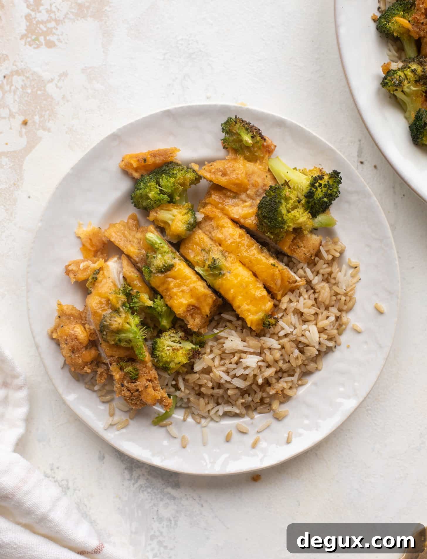 crispy broccoli cheddar melt chicken with rice