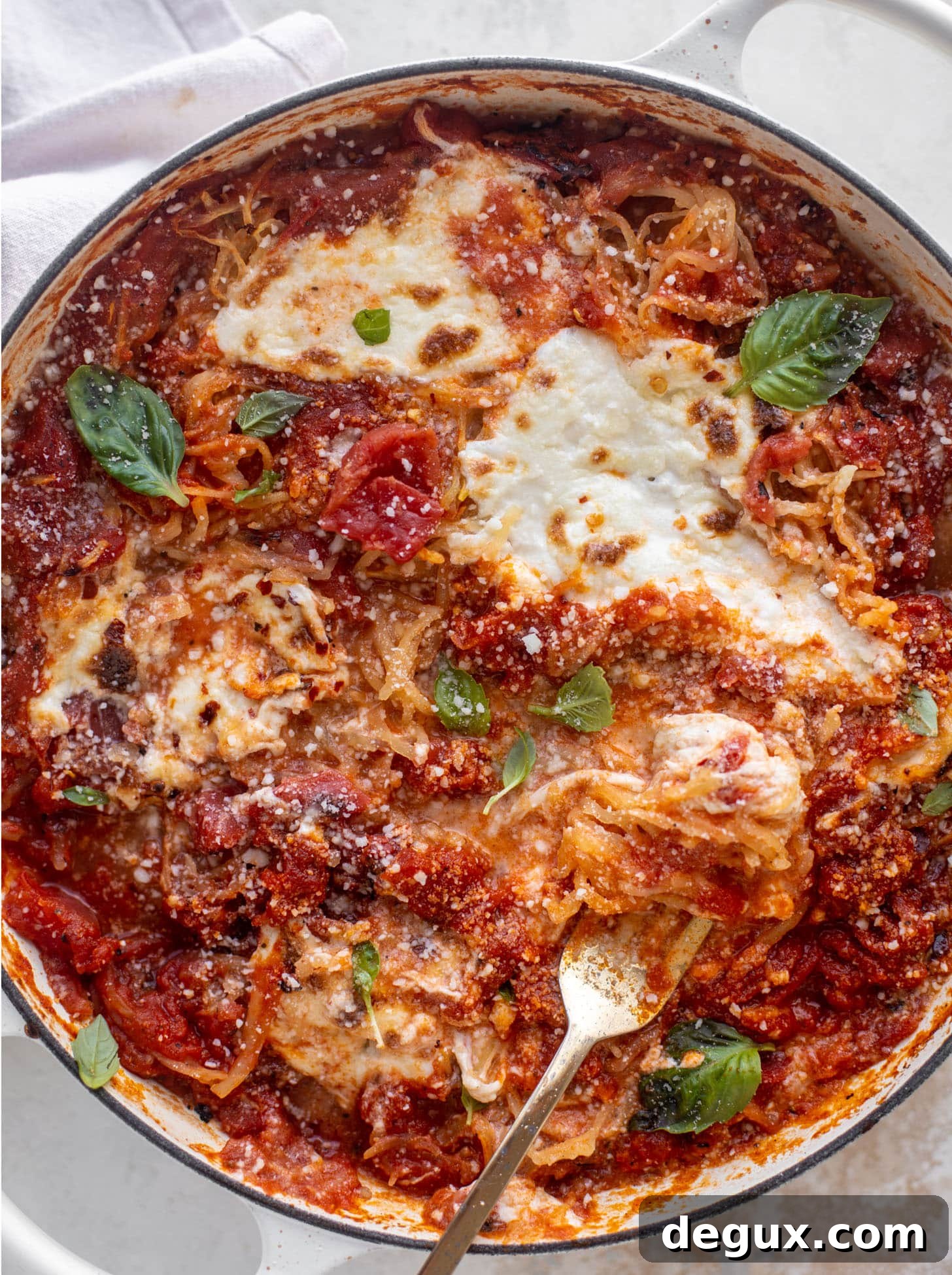 Fire-Roasted Spaghetti Squash with Tangy Tomato Sauce 2 fire roasted baked spaghetti squash