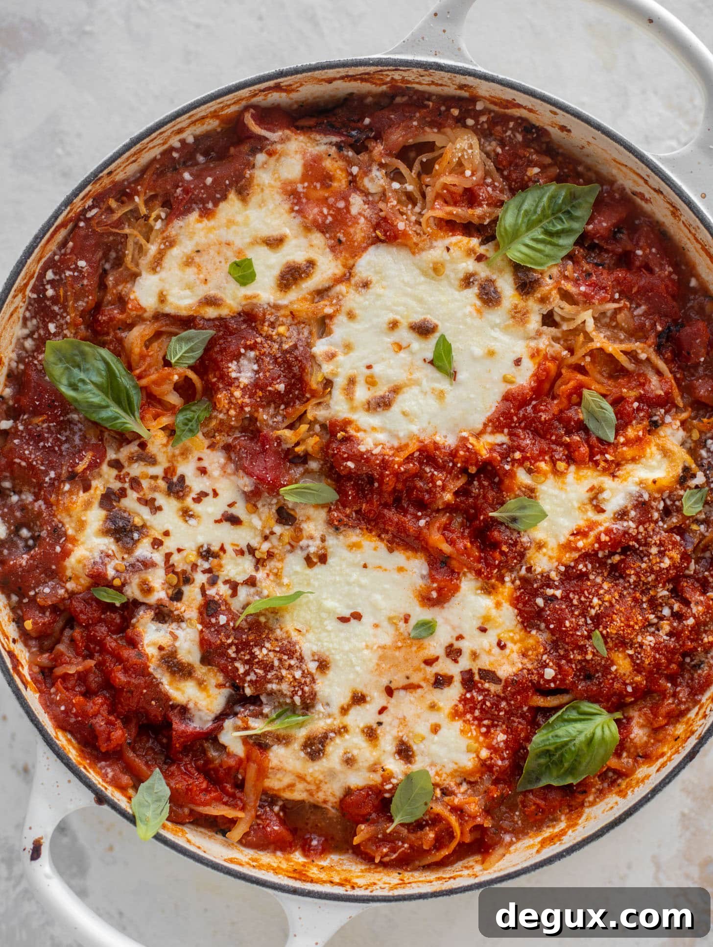 Fire-Roasted Spaghetti Squash with Tangy Tomato Sauce 9 fire roasted baked spaghetti squash