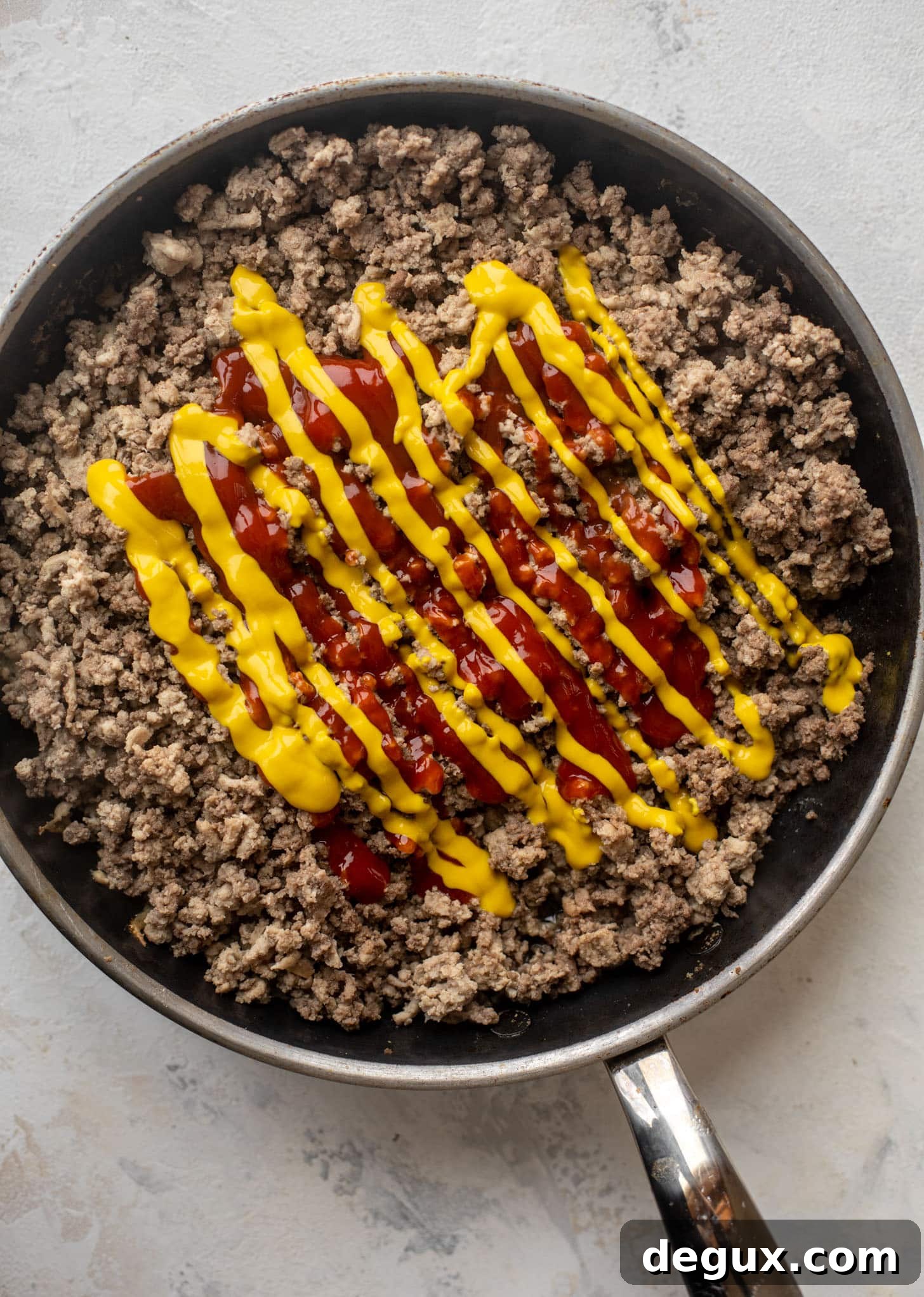 Crispy Cheeseburger Crunchwrap Recipe — Copycat Taco Bell Style 3 ground beef with ketchup and mustard