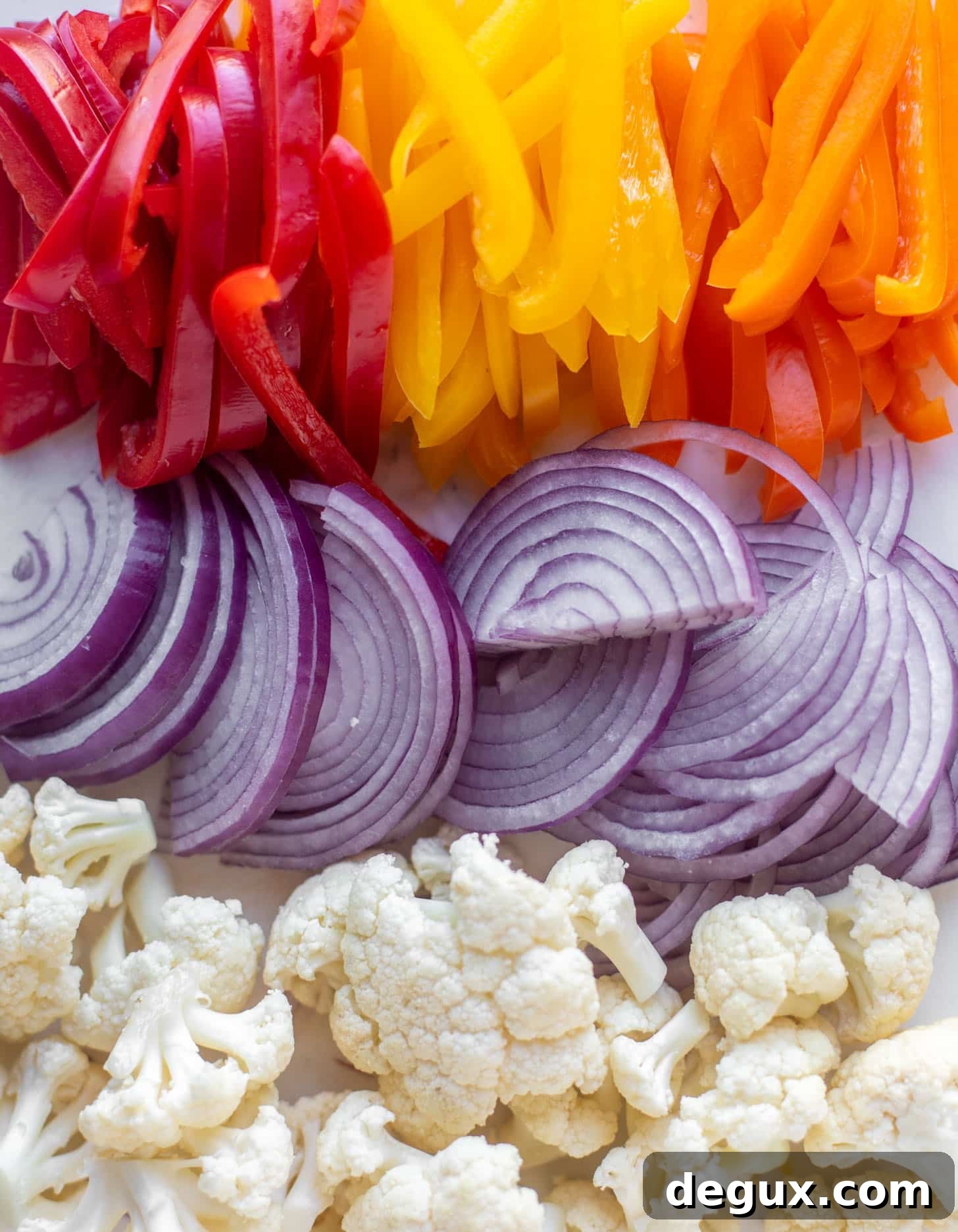 peppers, onions, cauliflower