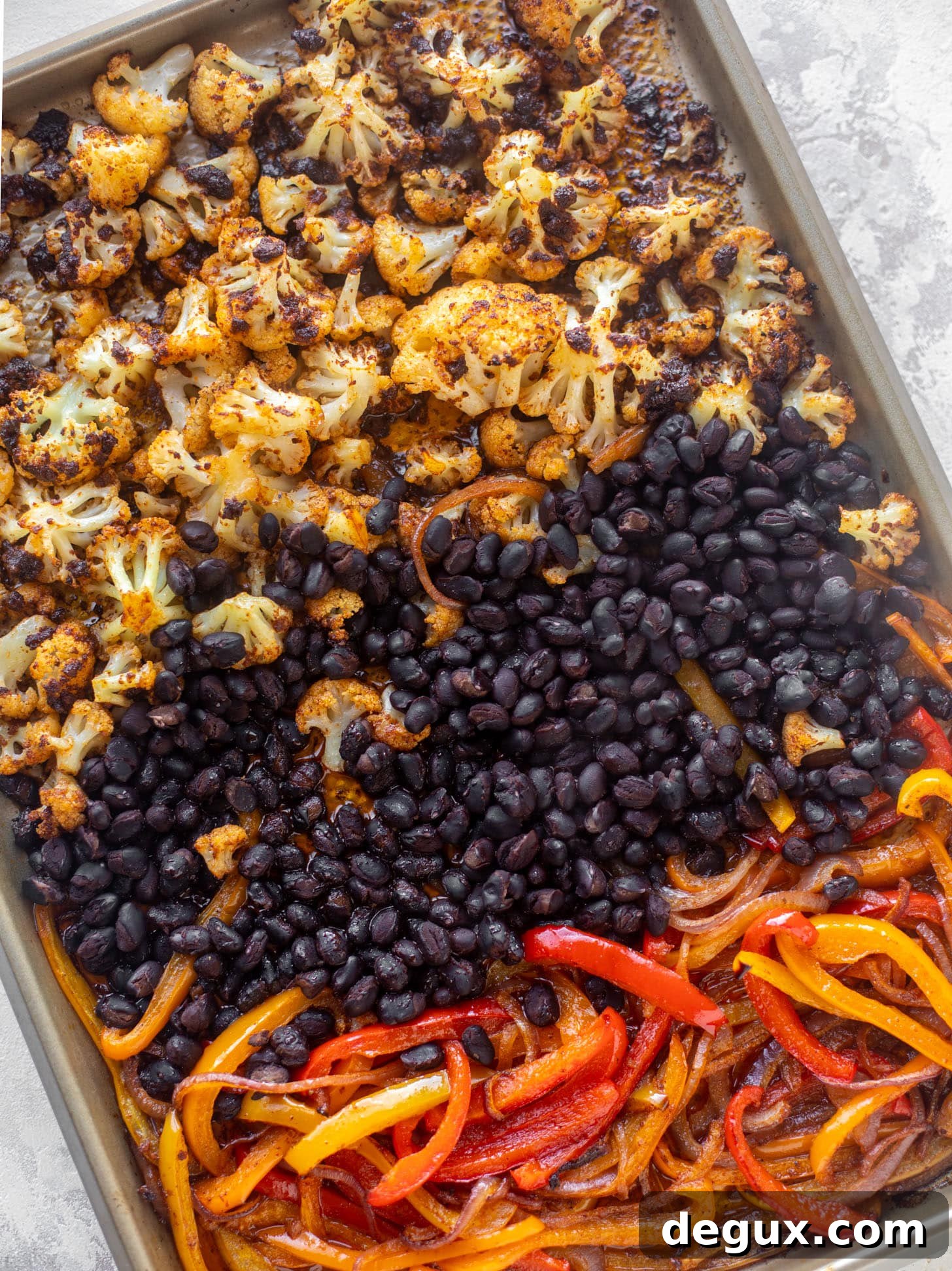 cauliflower and black bean sheet pan fajitas