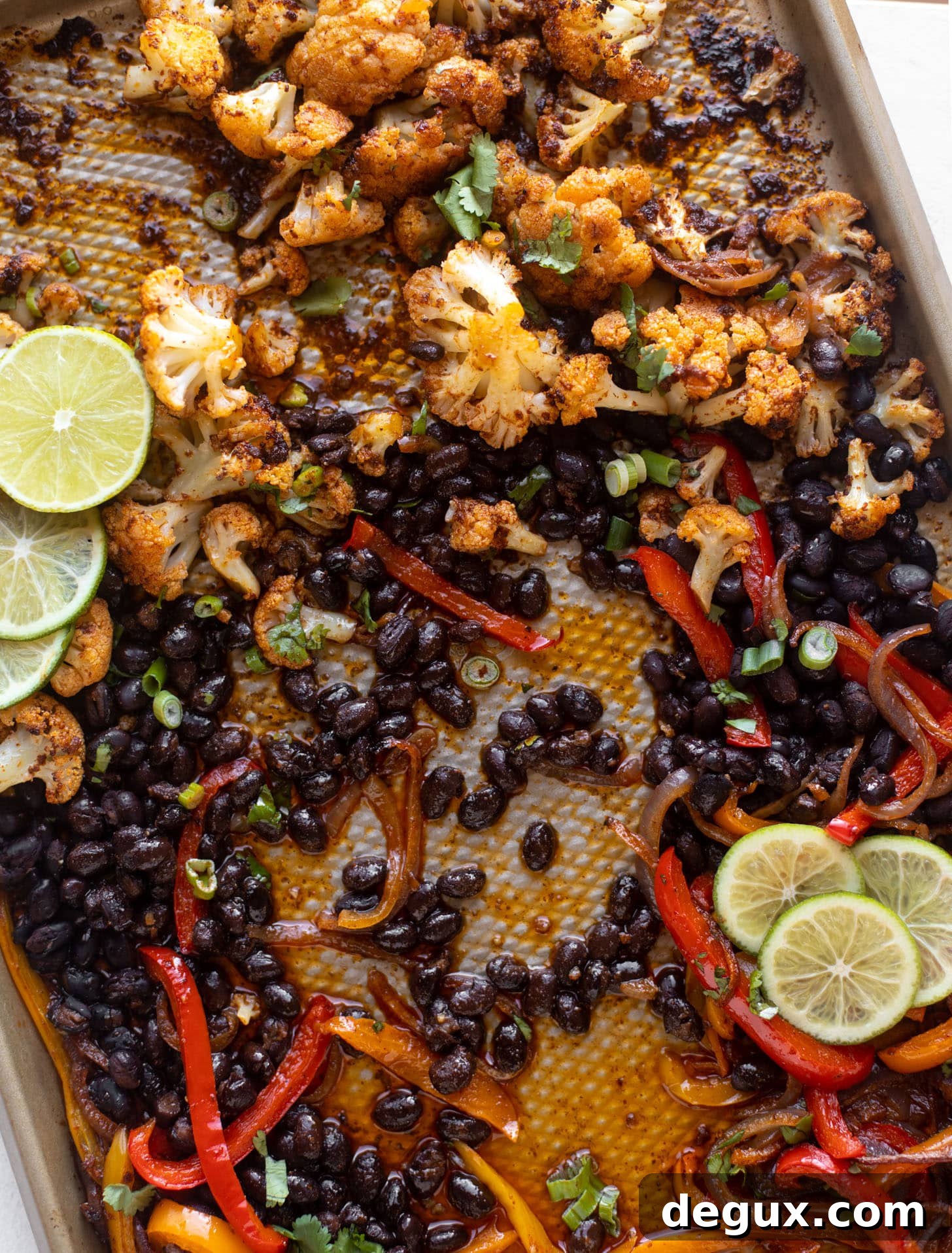 cauliflower and black bean sheet pan fajitas