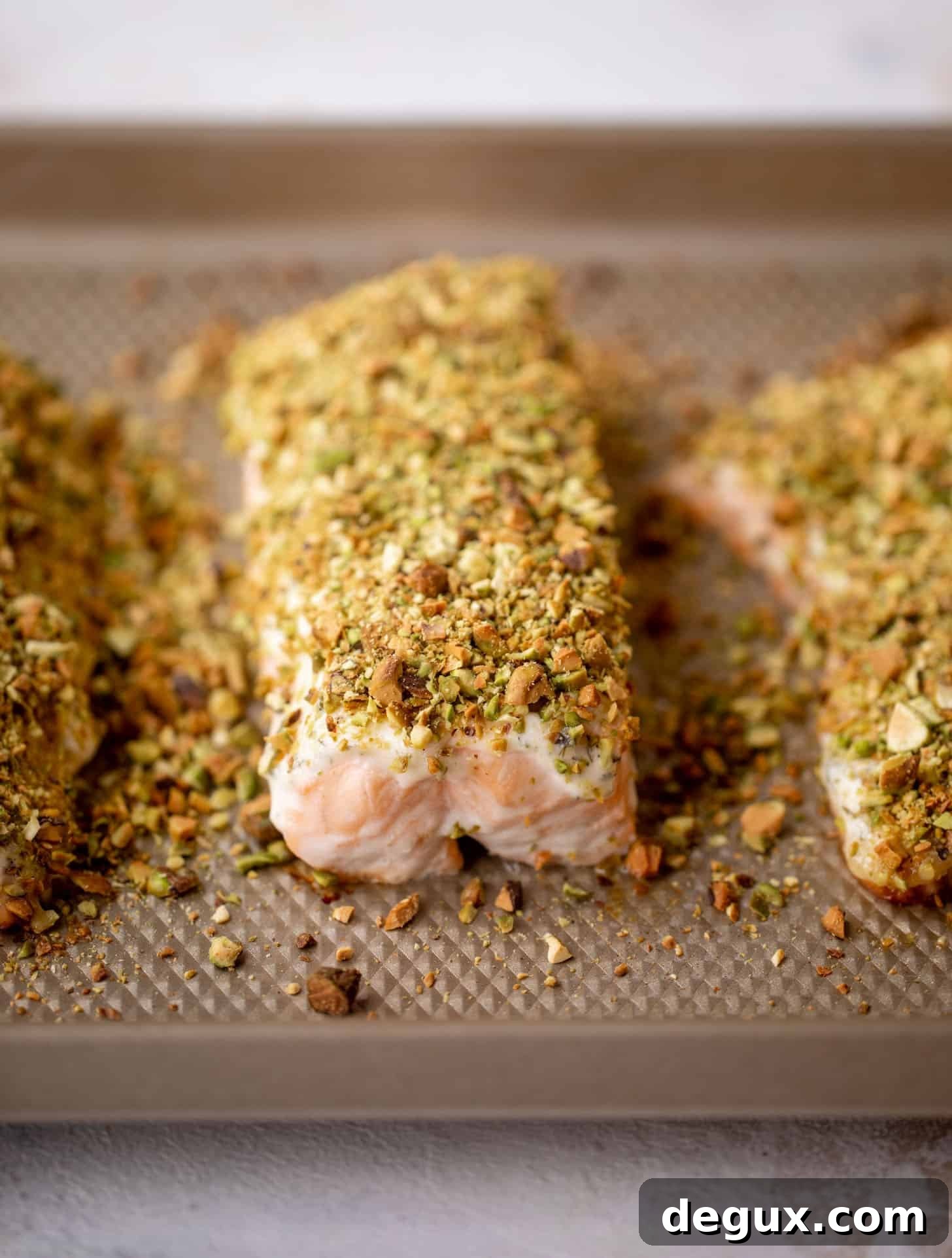 Pistachio-Crusted Salmon with Shaved Asparagus Salad 7 pistachio crusted salmon