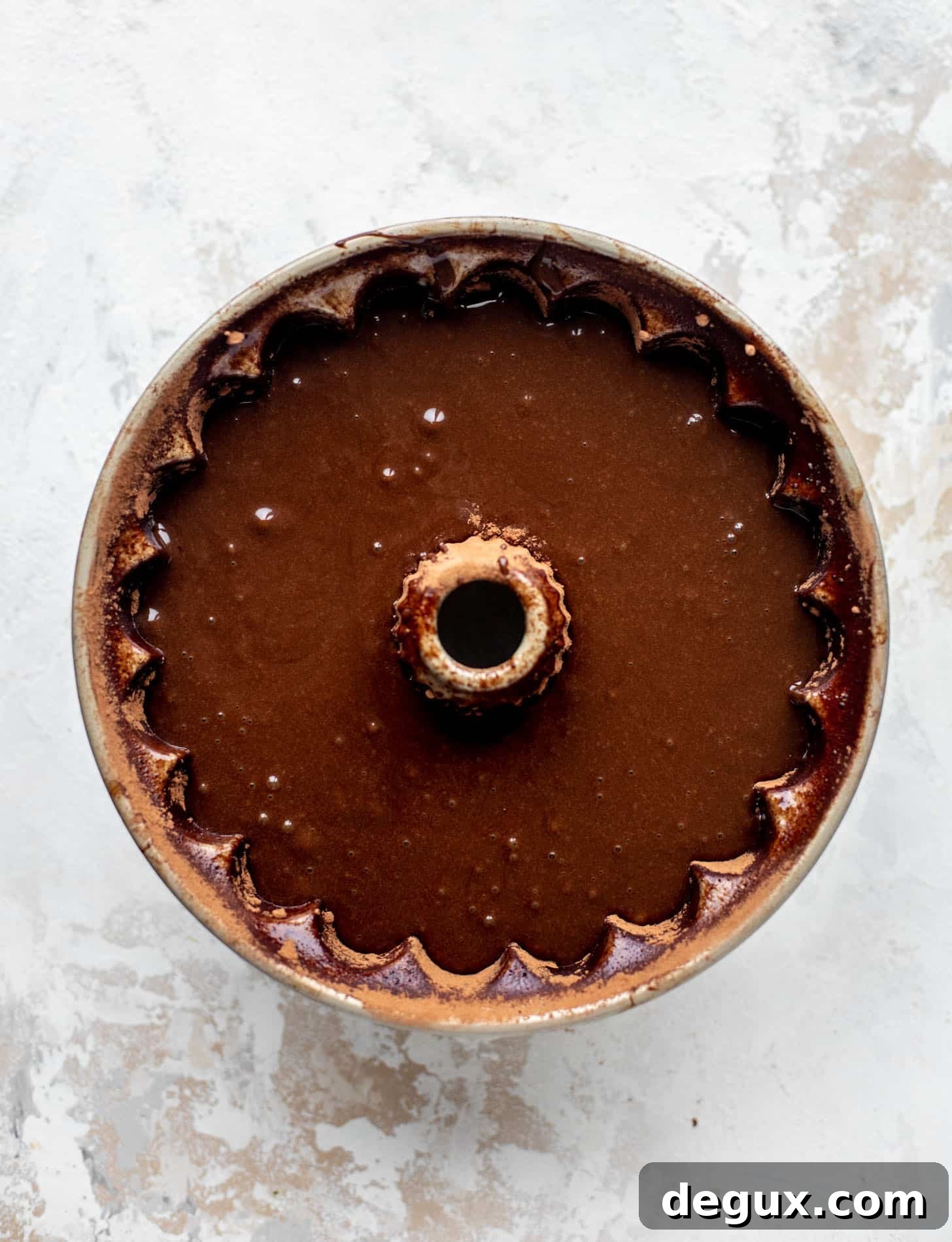 Dark Chocolate Bundt Cake with Irish Cream Glaze Recipe 5 dark chocolate cake batter