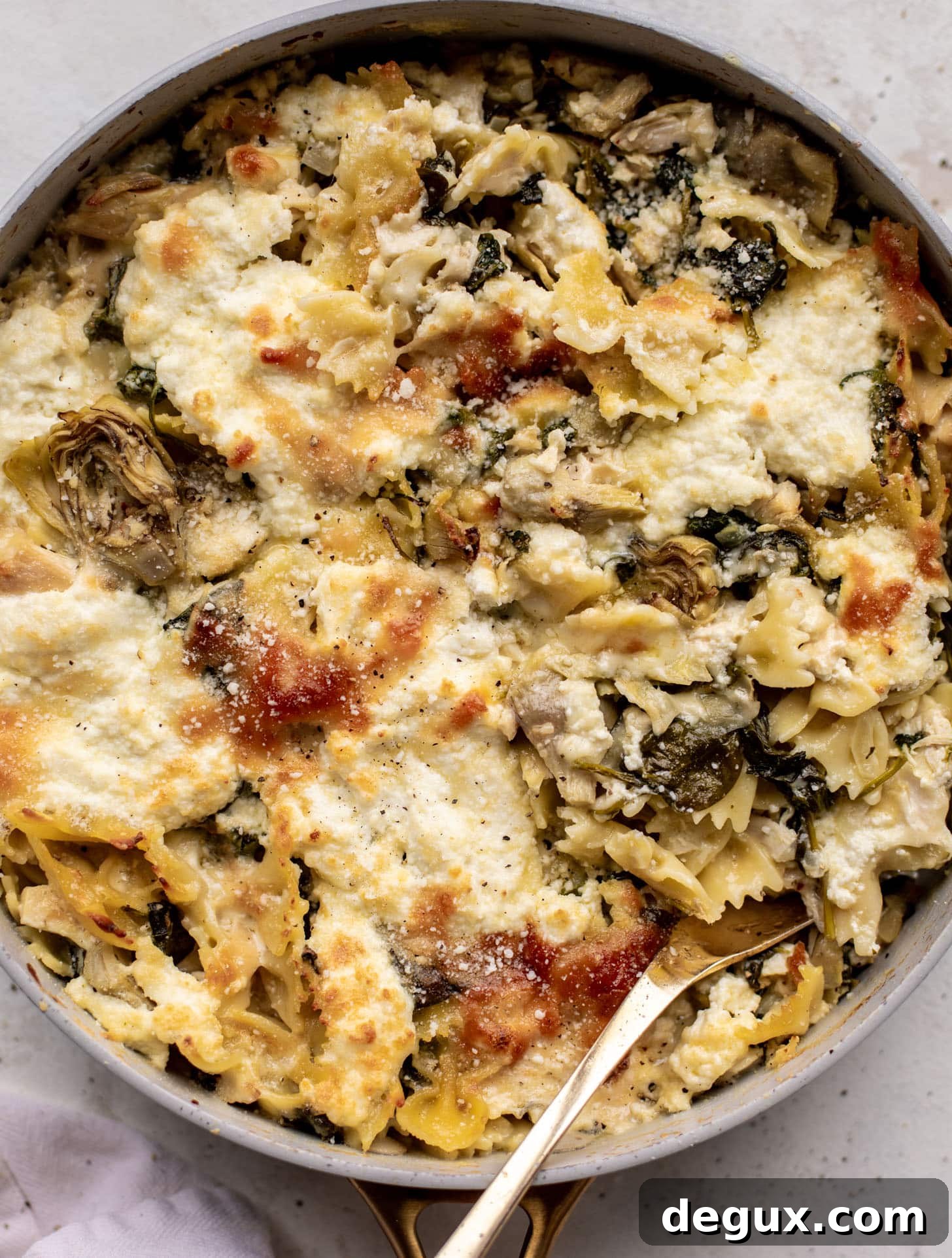 spinach artichoke chicken skillet lasagna