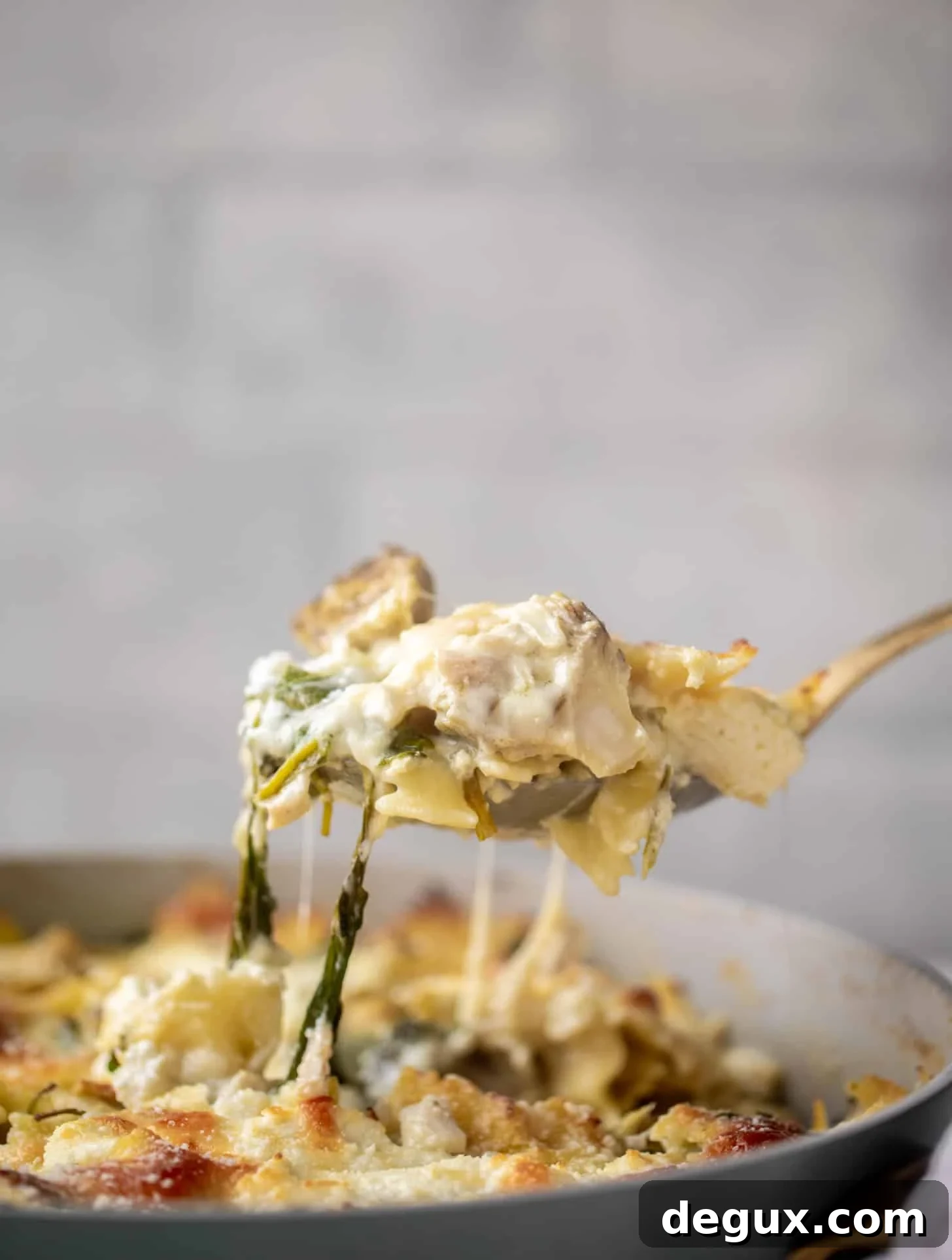 spinach artichoke chicken skillet lasagna