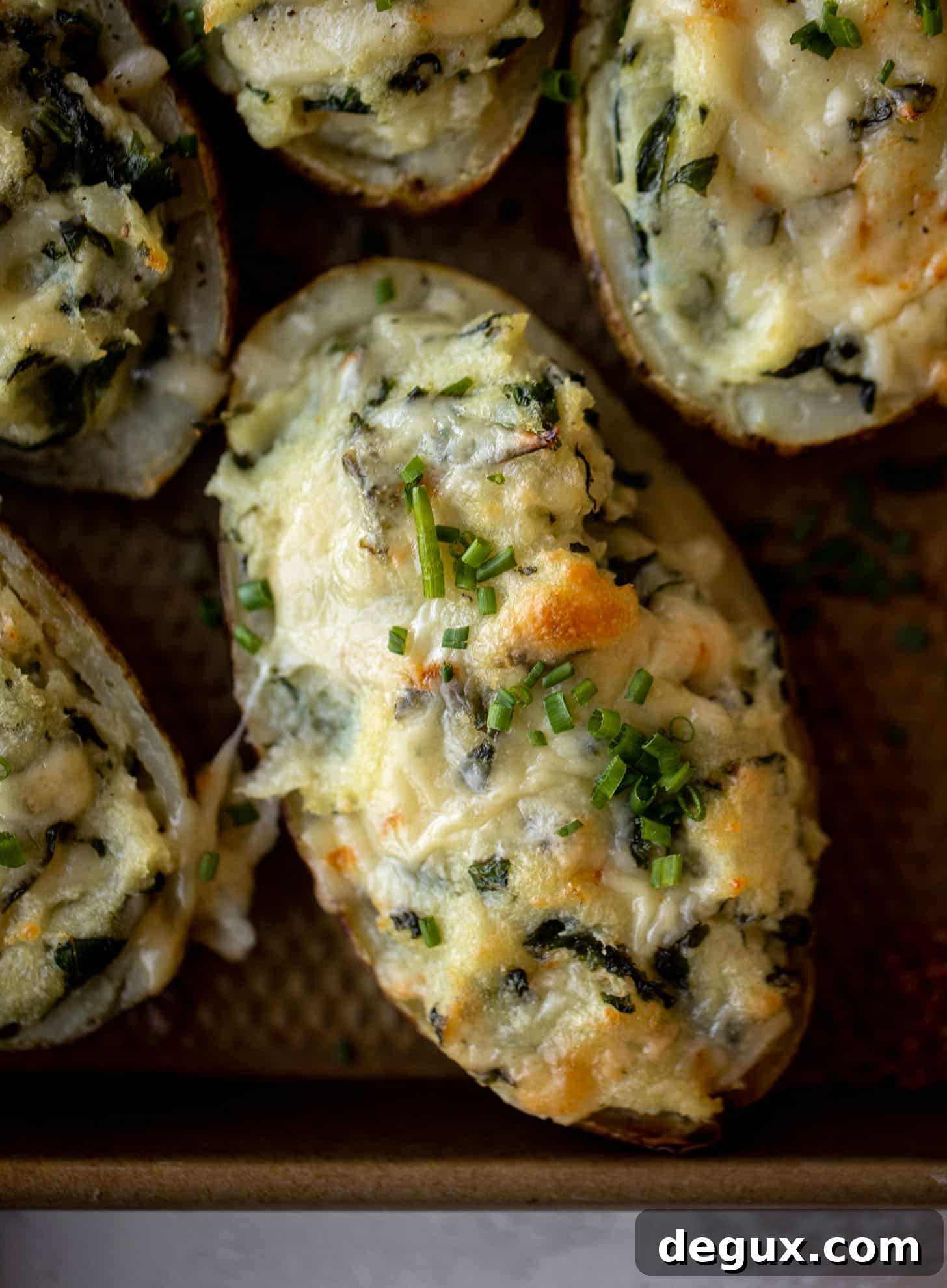 kale and smoked cheddar twice baked potatoes
