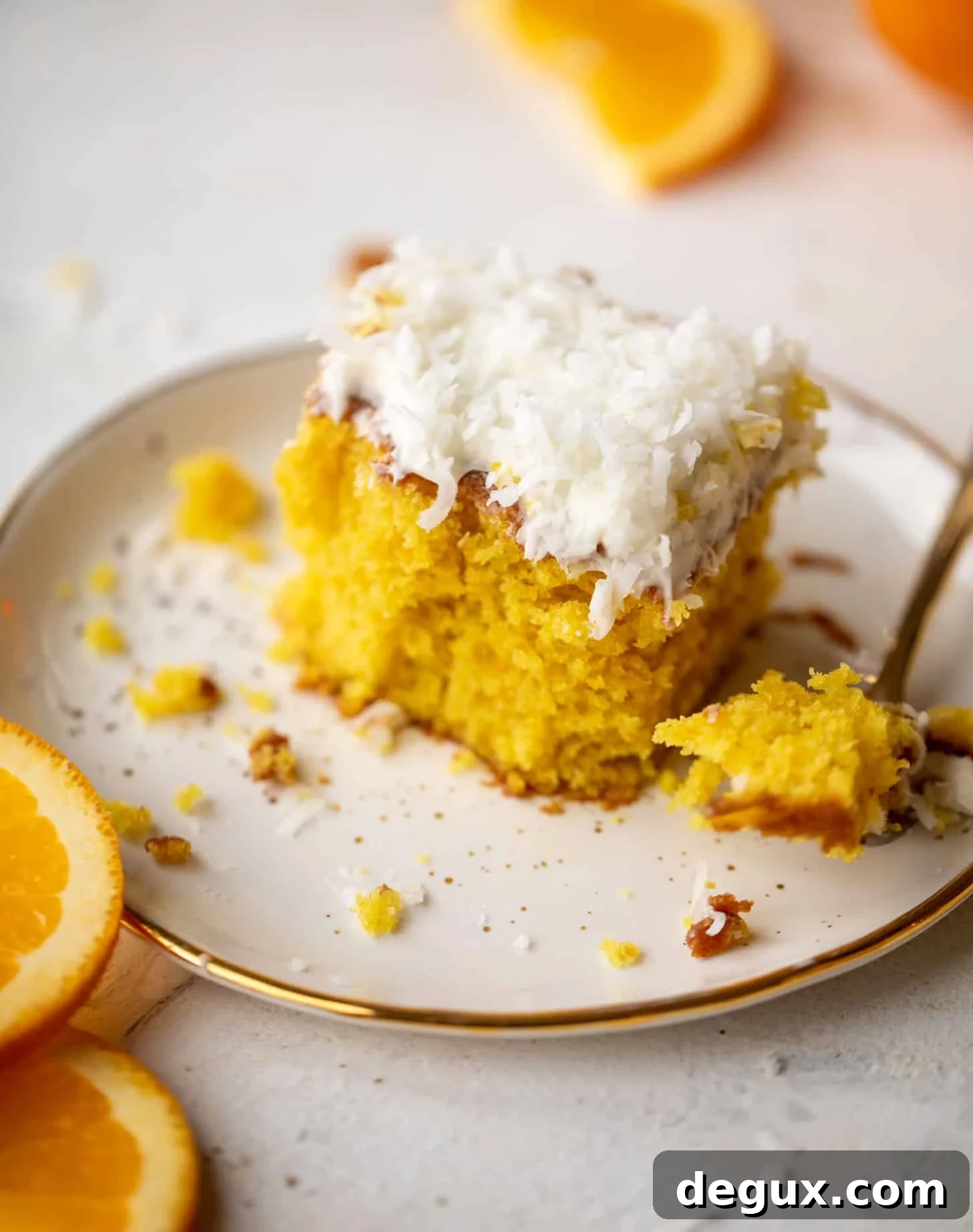 orange cake with coconut cream cheese frosting