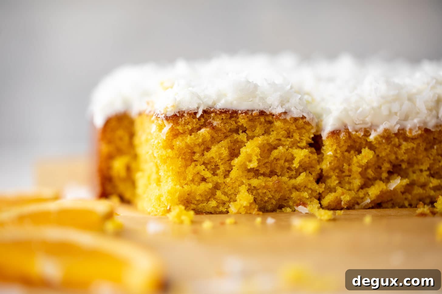 orange cake with coconut cream cheese frosting