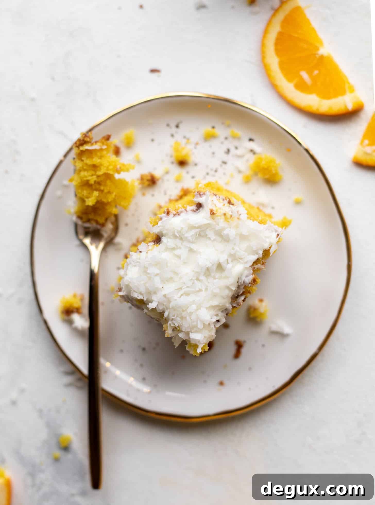 orange cake with coconut cream cheese frosting