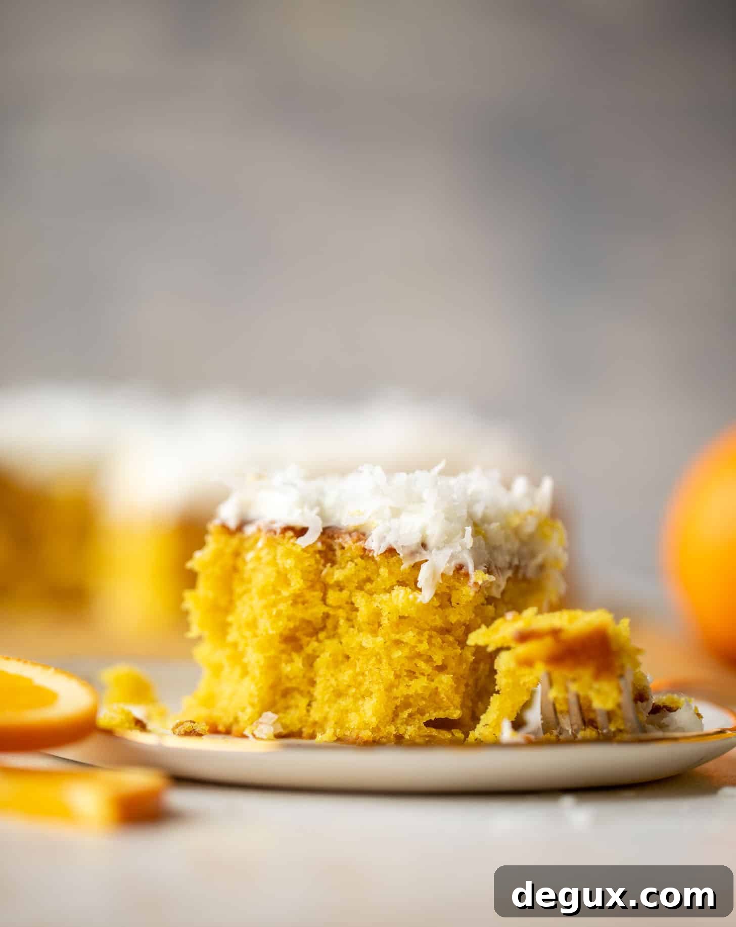 orange cake with coconut cream cheese frosting