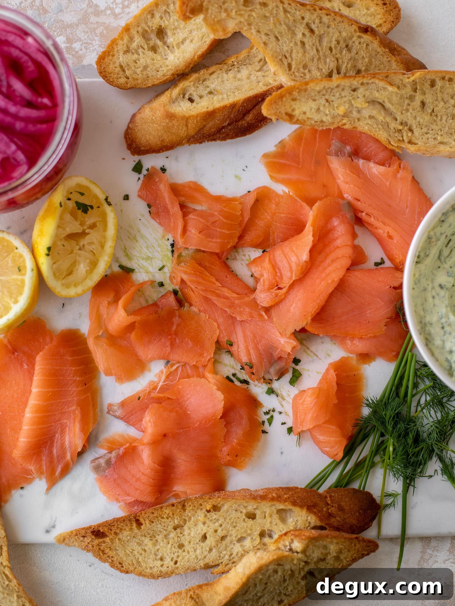 Smoked Salmon Tartines with Green Goddess Goat Cheese Spread 4 smoked salmon tartines with green goddess goat cheese