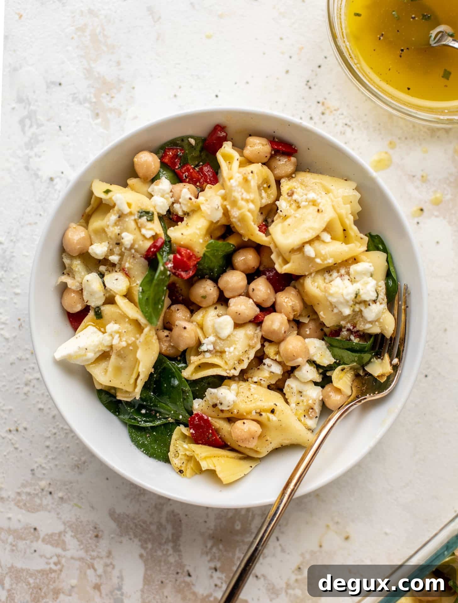 lunchtime chickpea tortellini salad