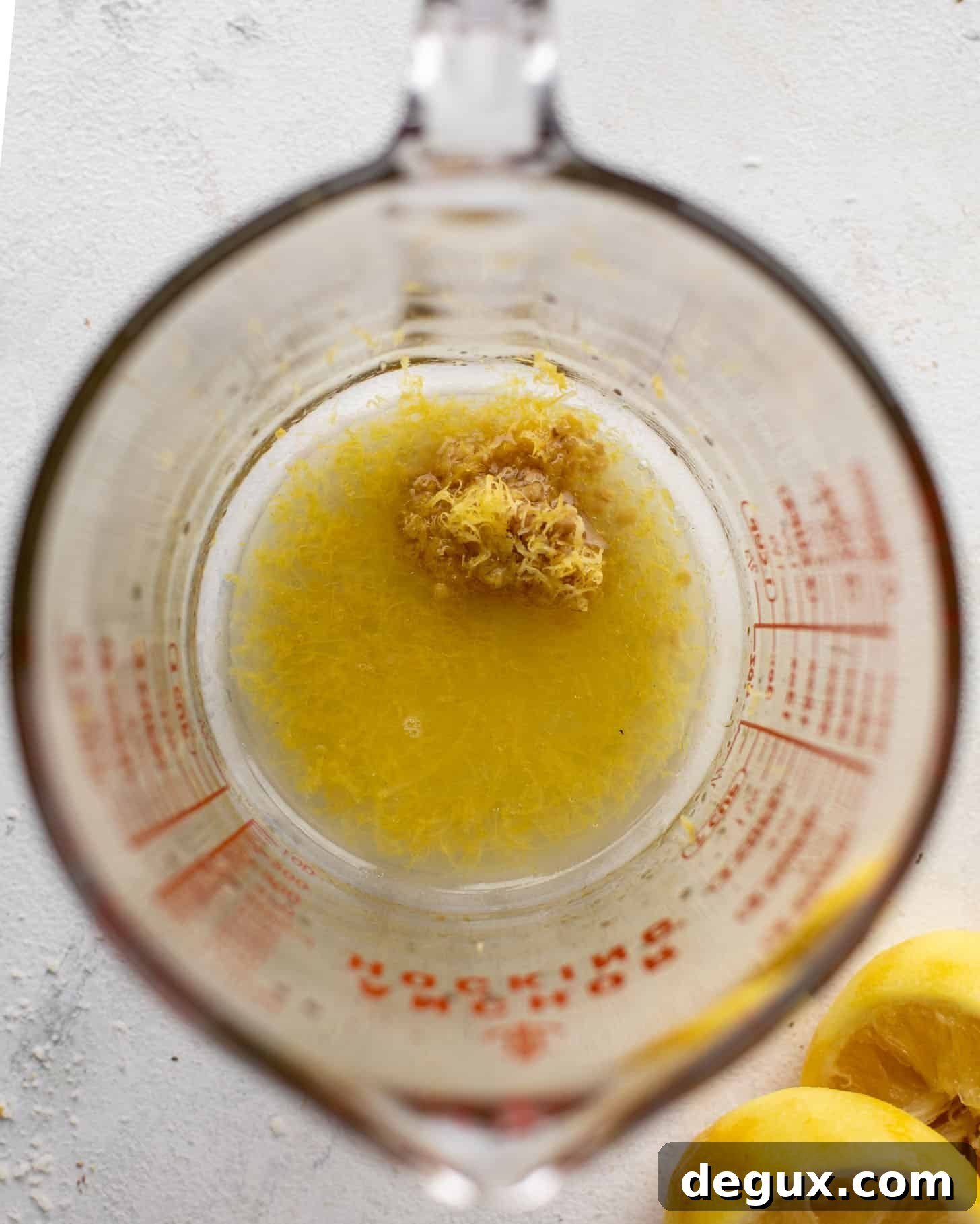 lemon juice, zest and garlic