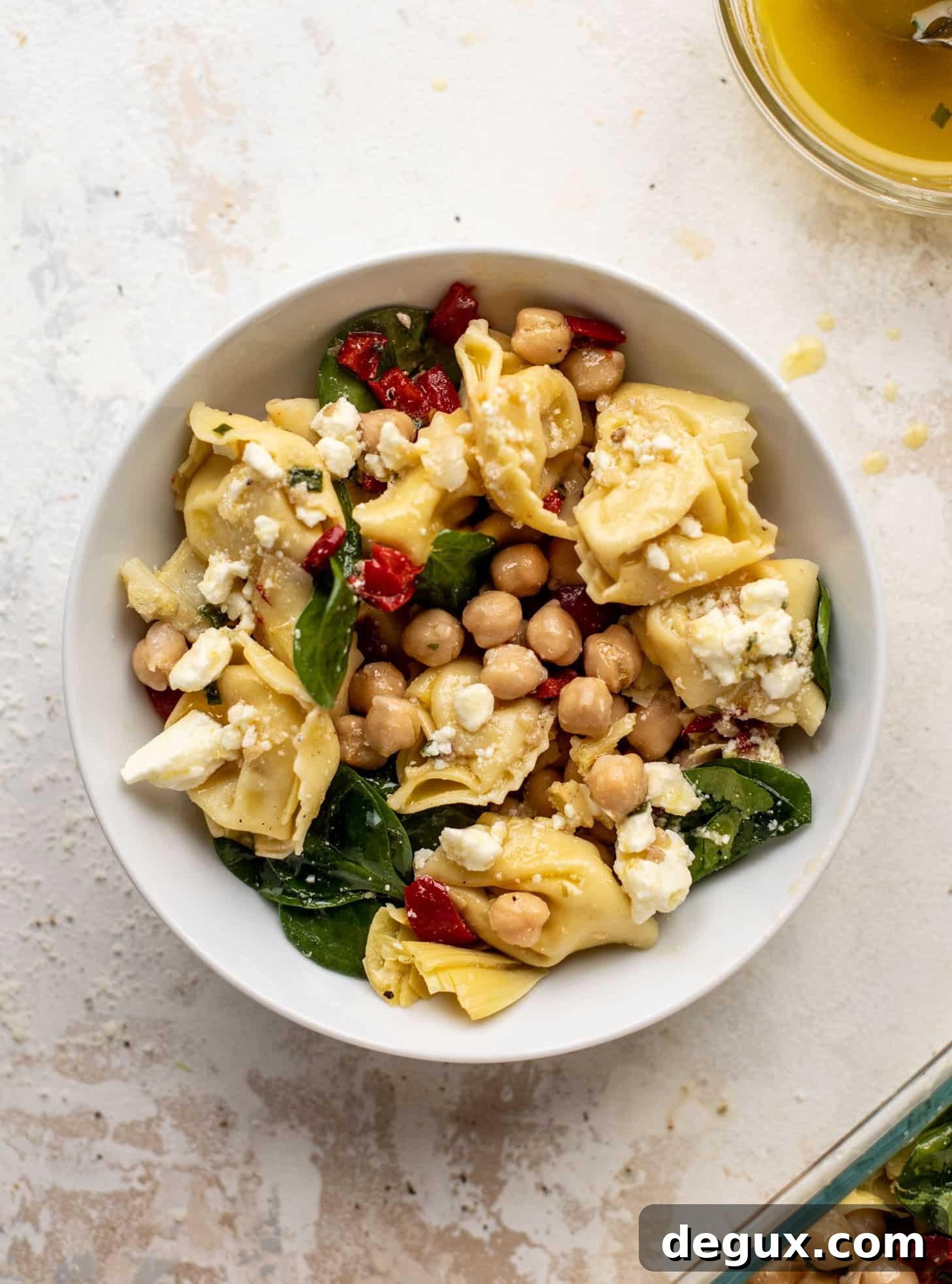 lunchtime chickpea tortellini salad
