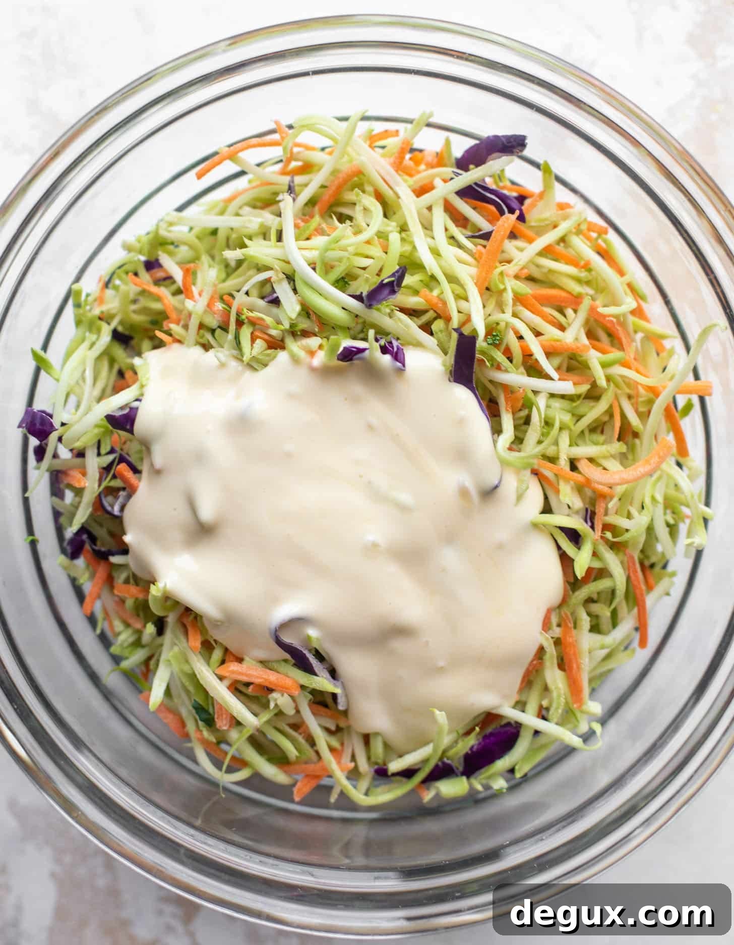 broccoli slaw in the making