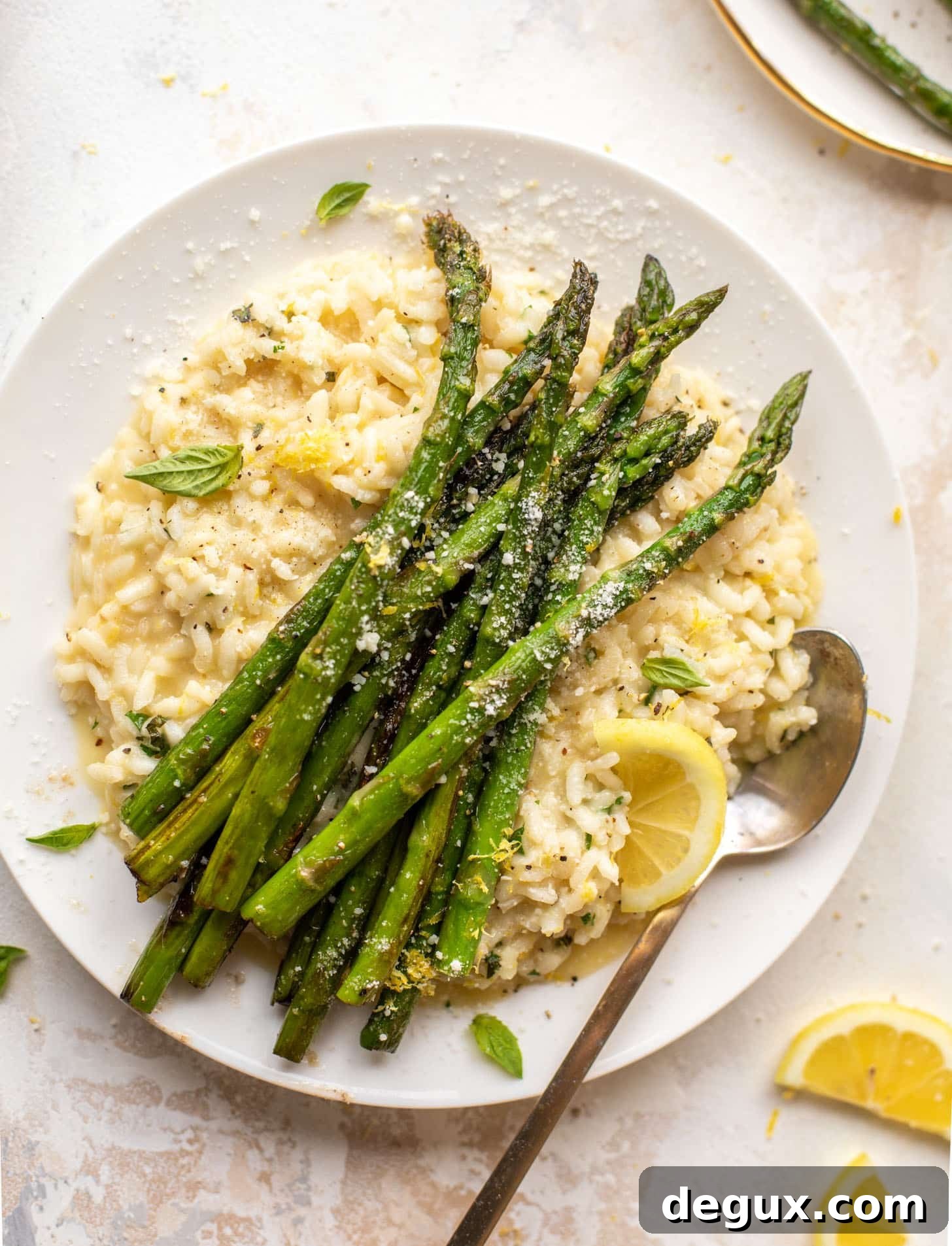 asiago lemon risotto with grilled asparagus