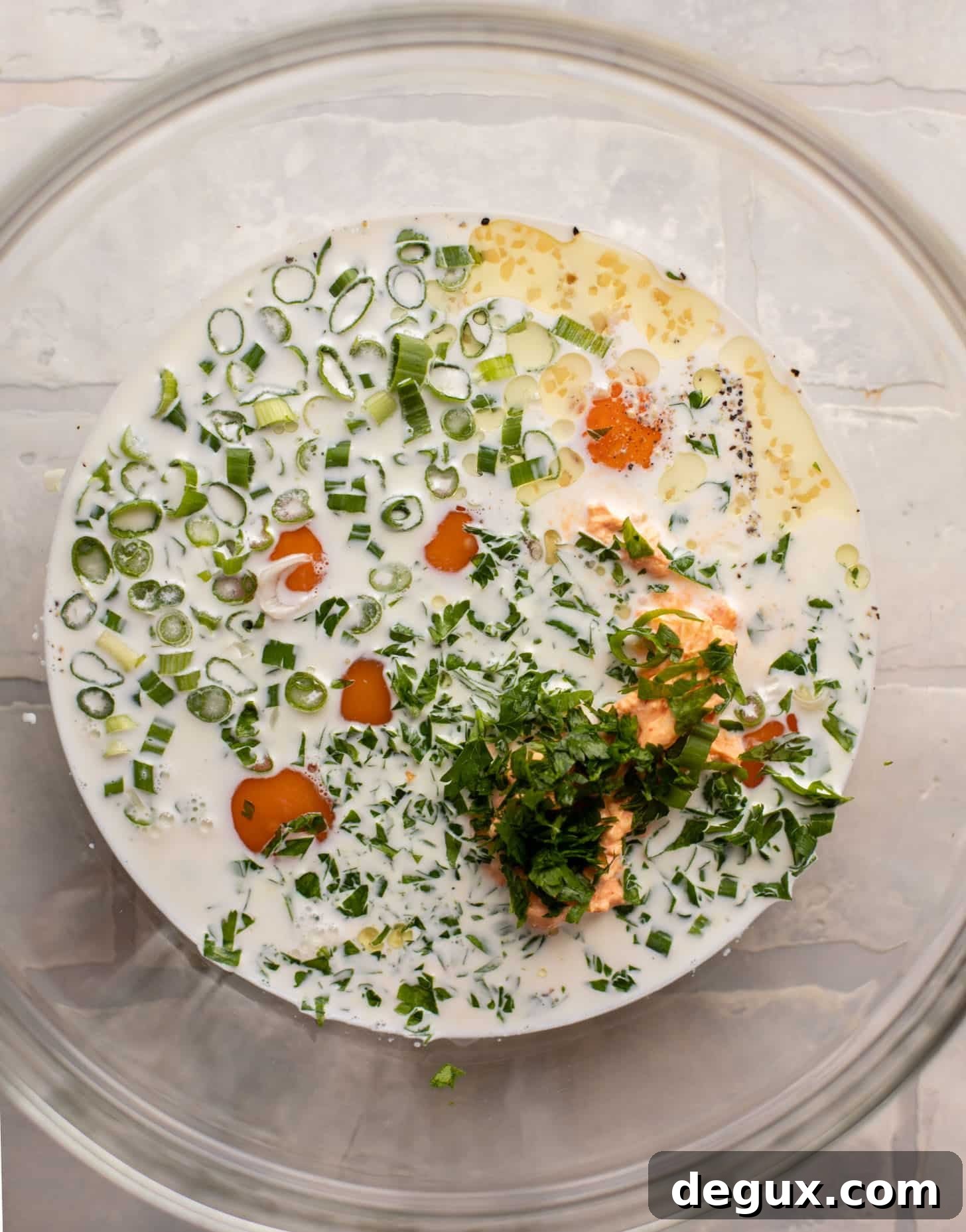 eggs, herbs, milk