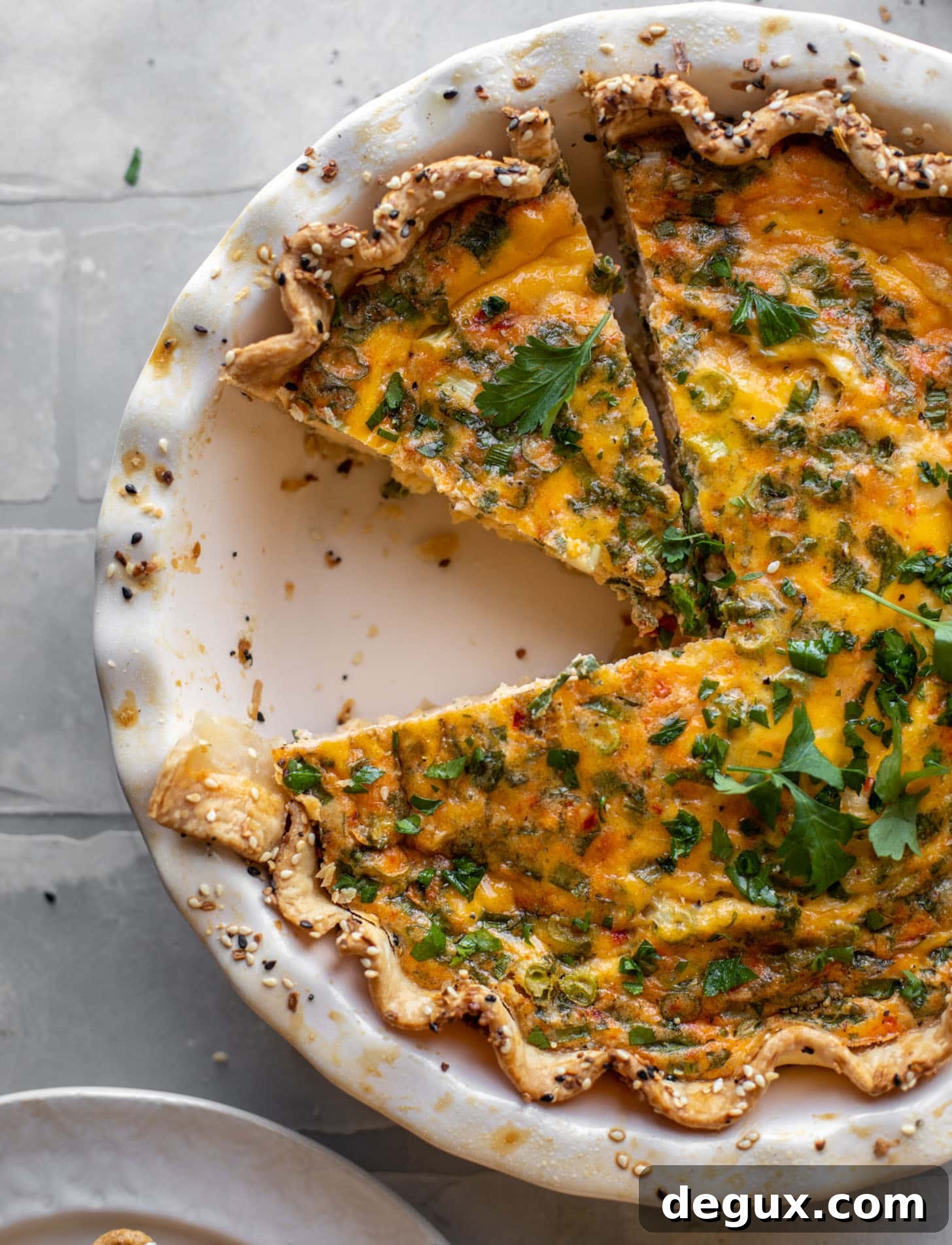 pimento cheese quiche with everything seasoning