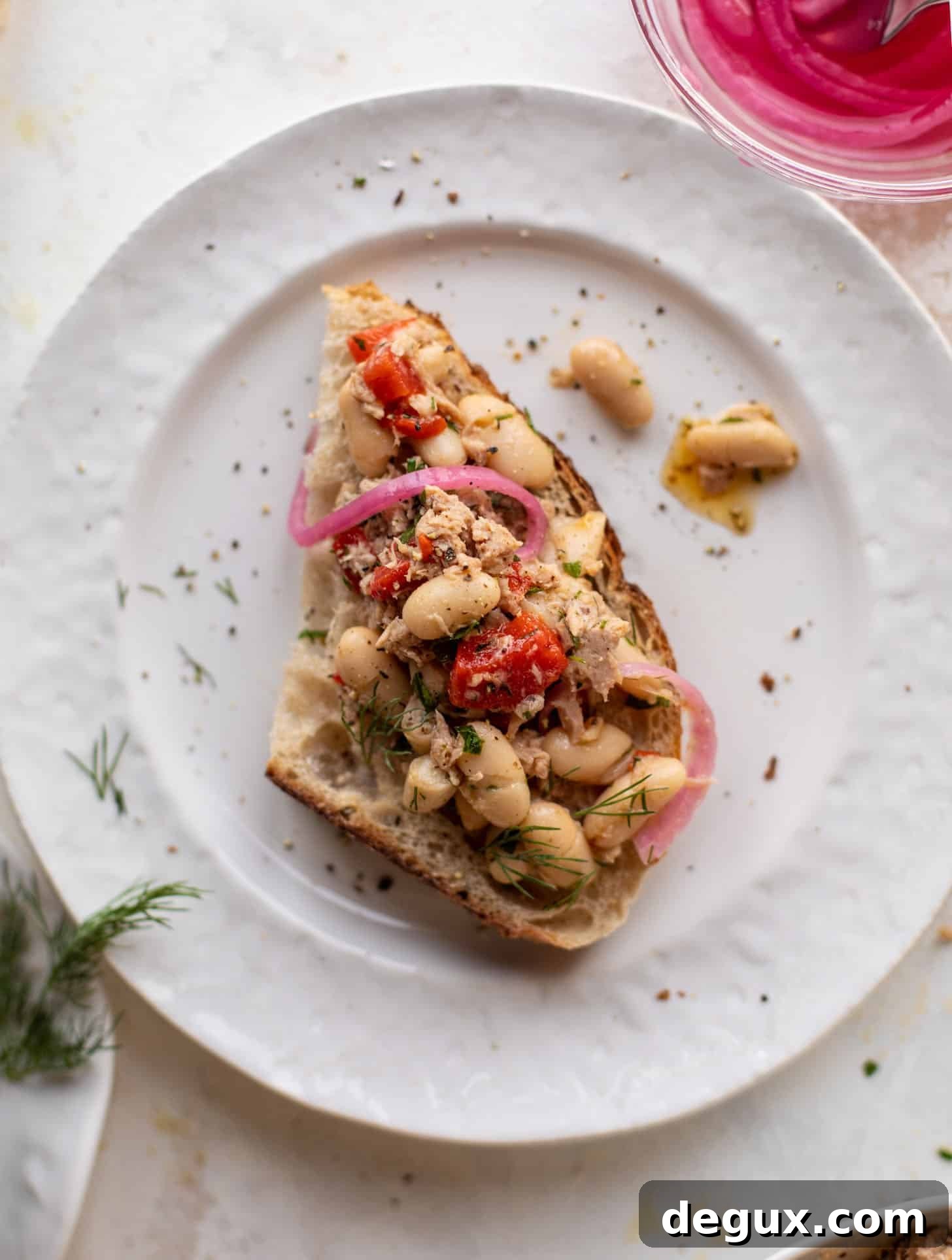 herby white bean tuna salad on sourdough
