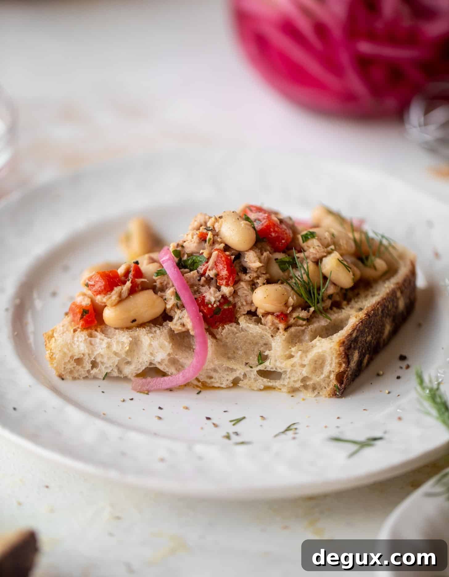 herby white bean tuna salad on toast