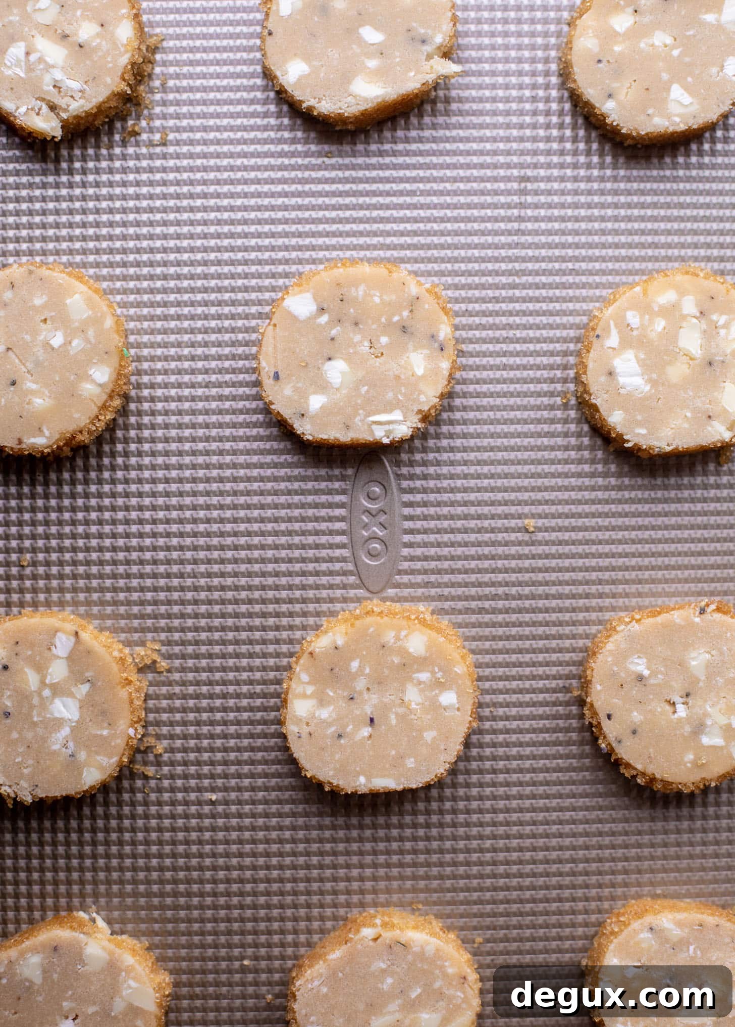 White Chocolate and Lavender Slice-and-Bake Shortbread Cookies 7 white chocolate lavender shortbread cookies
