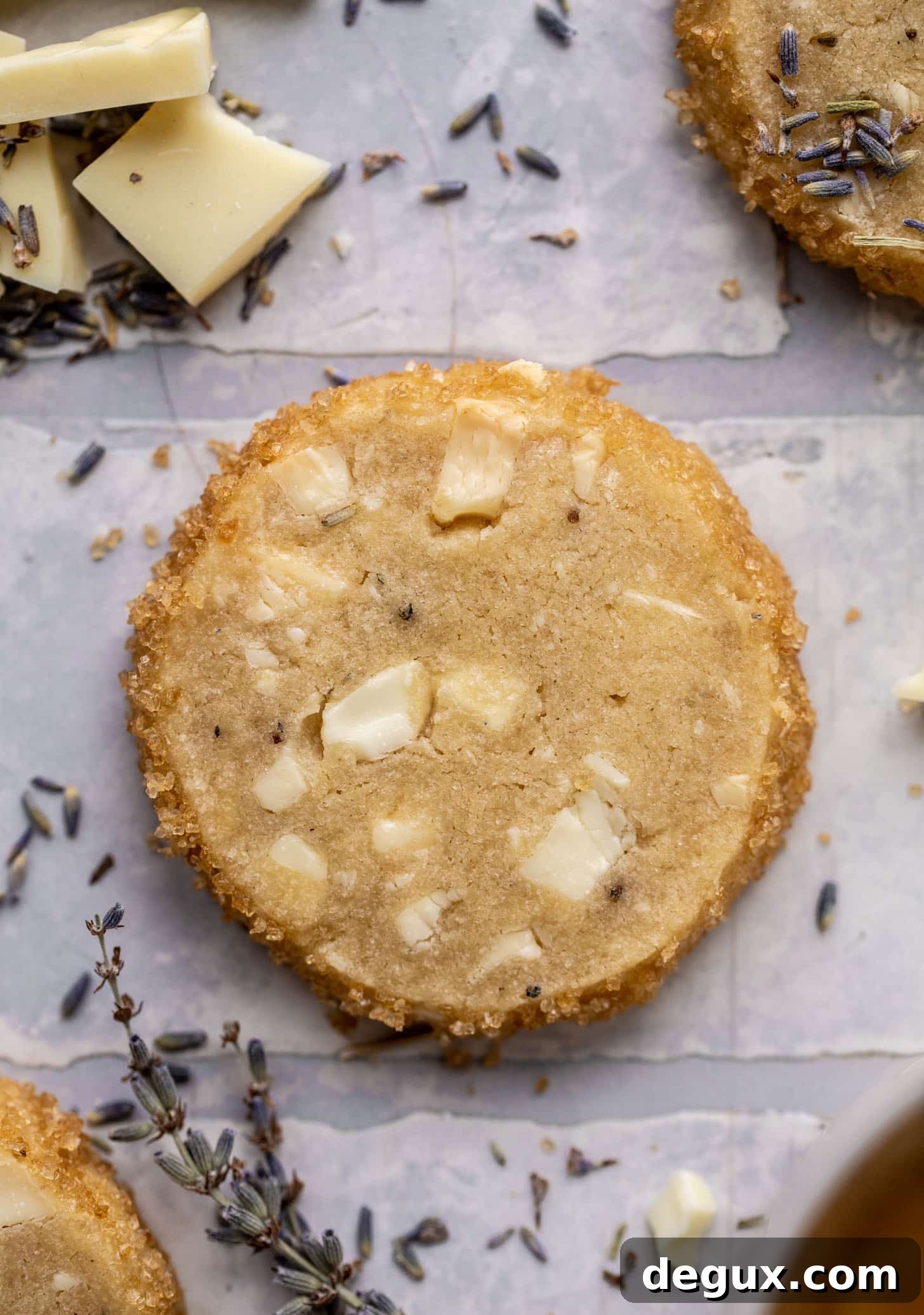 White Chocolate and Lavender Slice-and-Bake Shortbread Cookies 10 white chocolate lavender shortbread cookies