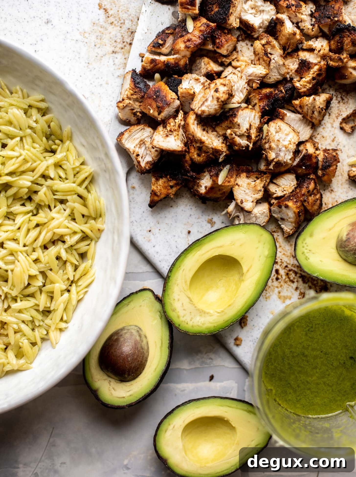 Grilled Chicken and Avocado Orzo Salad for Summer Meals 5 grilled chicken avocado orzo salad ingredients