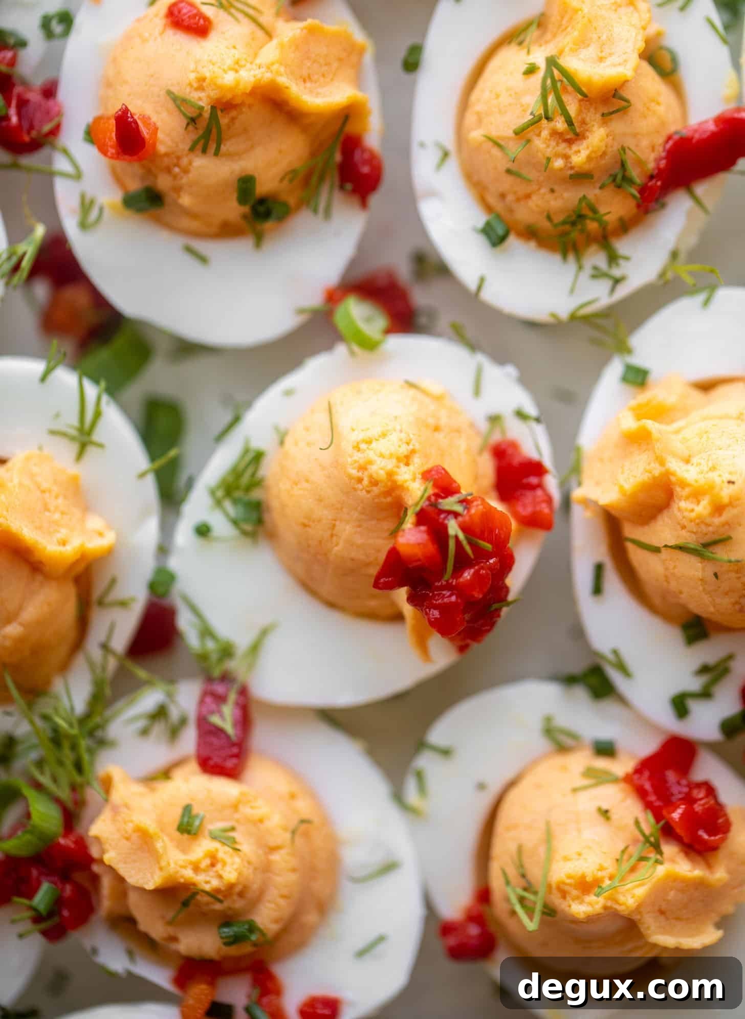 Pimento Cheese Deviled Eggs Topped with Crushed Potato Chips 6 pimento cheese deviled eggs