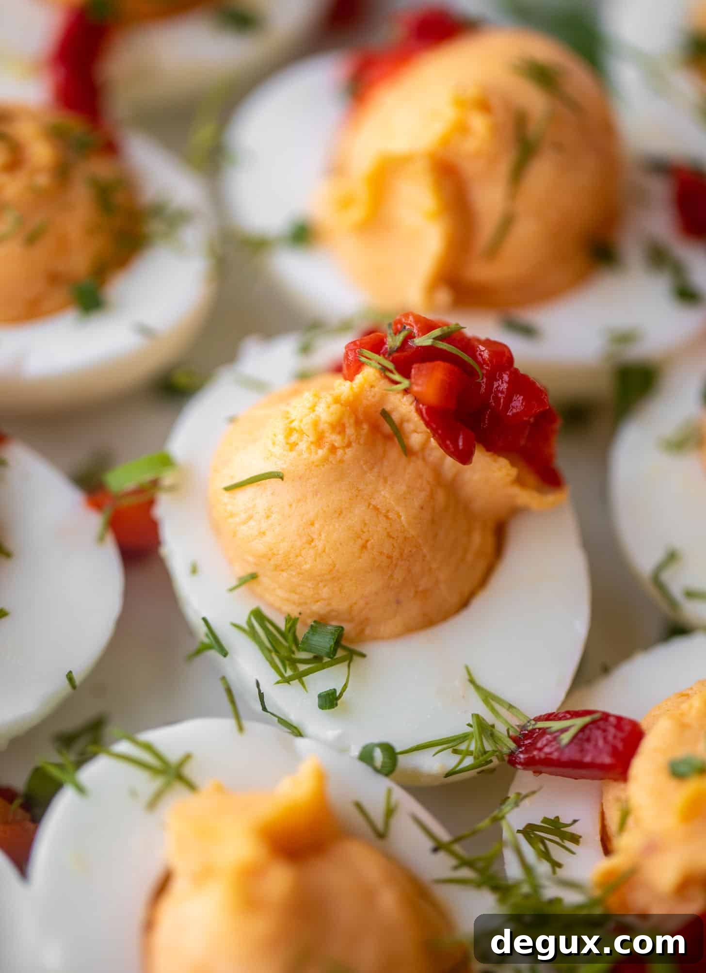 Pimento Cheese Deviled Eggs Topped with Crushed Potato Chips 7 pimento cheese deviled eggs