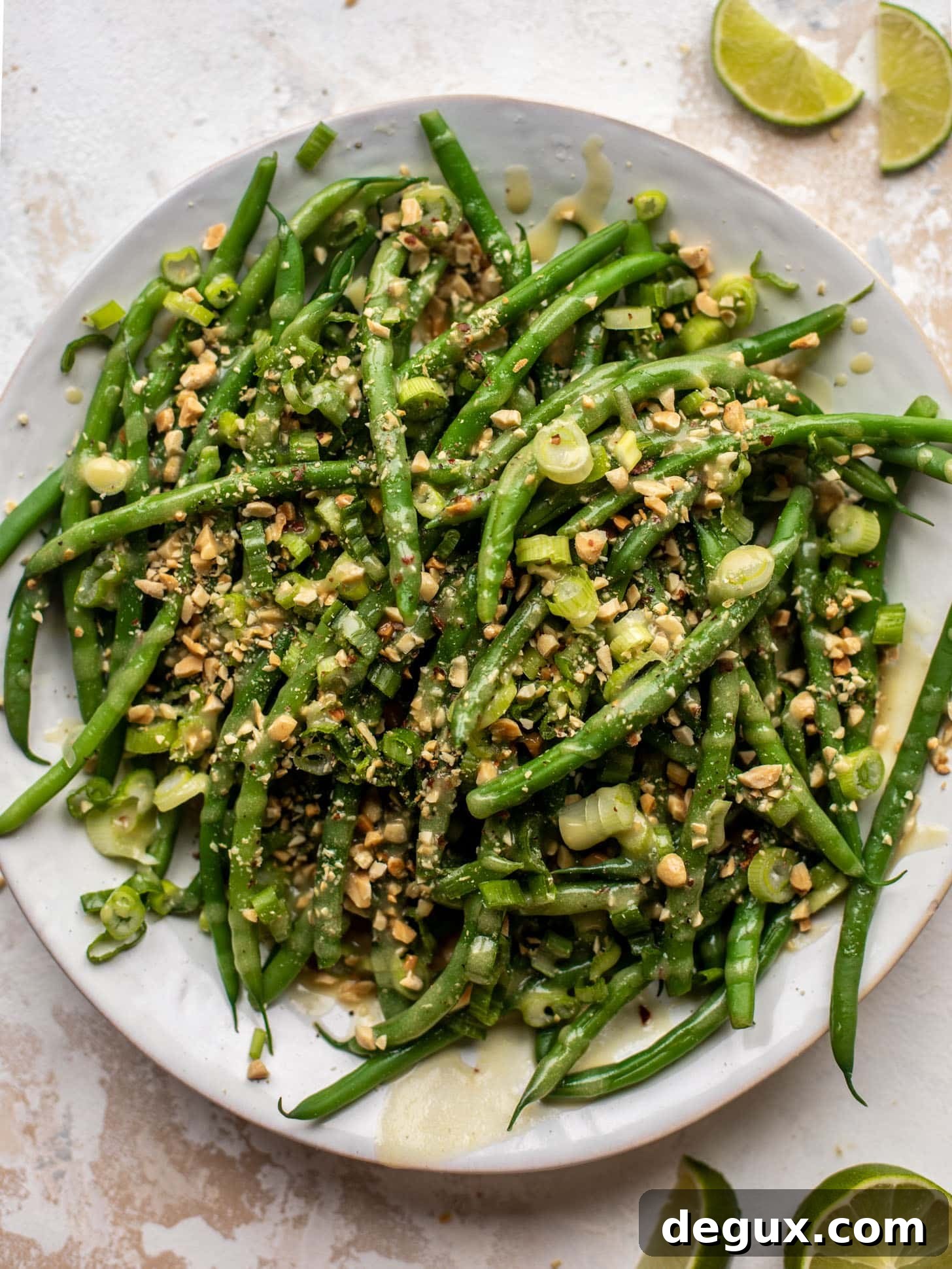 green bean crunch salad with peanut vinaigrette