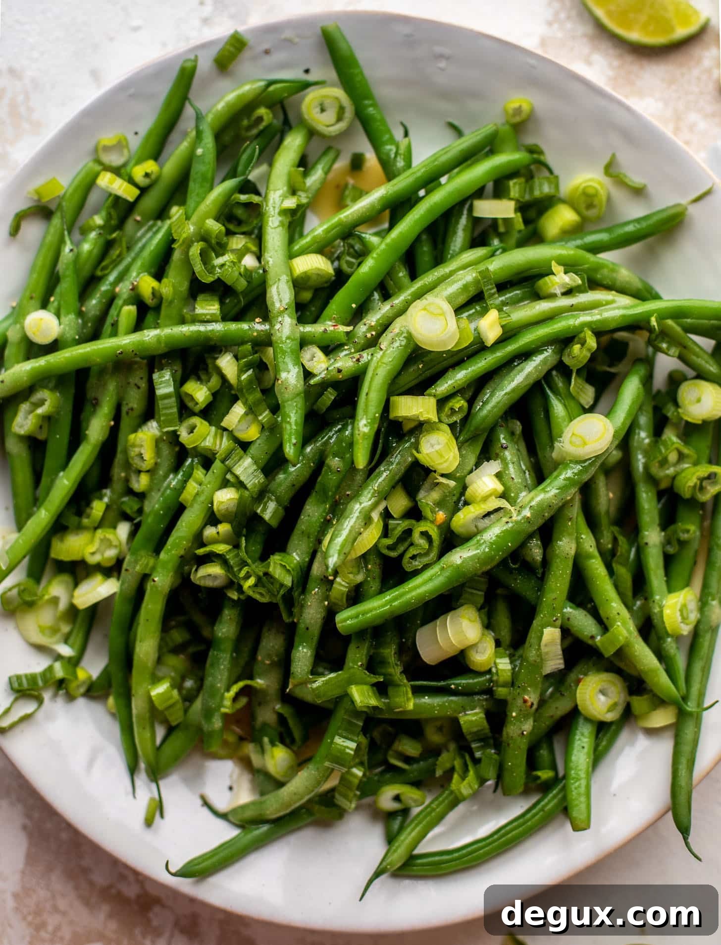 green bean crunch salad with peanut vinaigrette