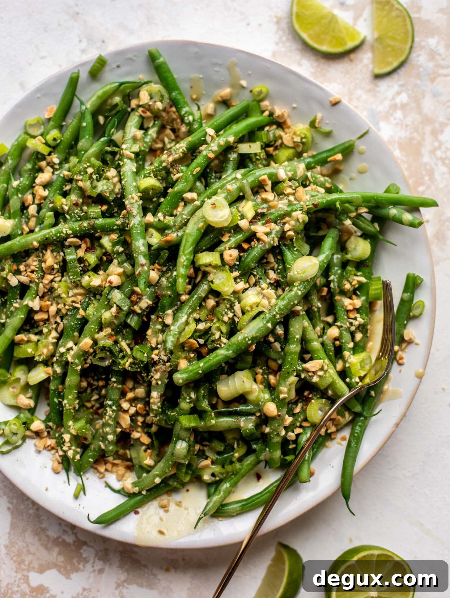 green bean crunch salad with peanut vinaigrette