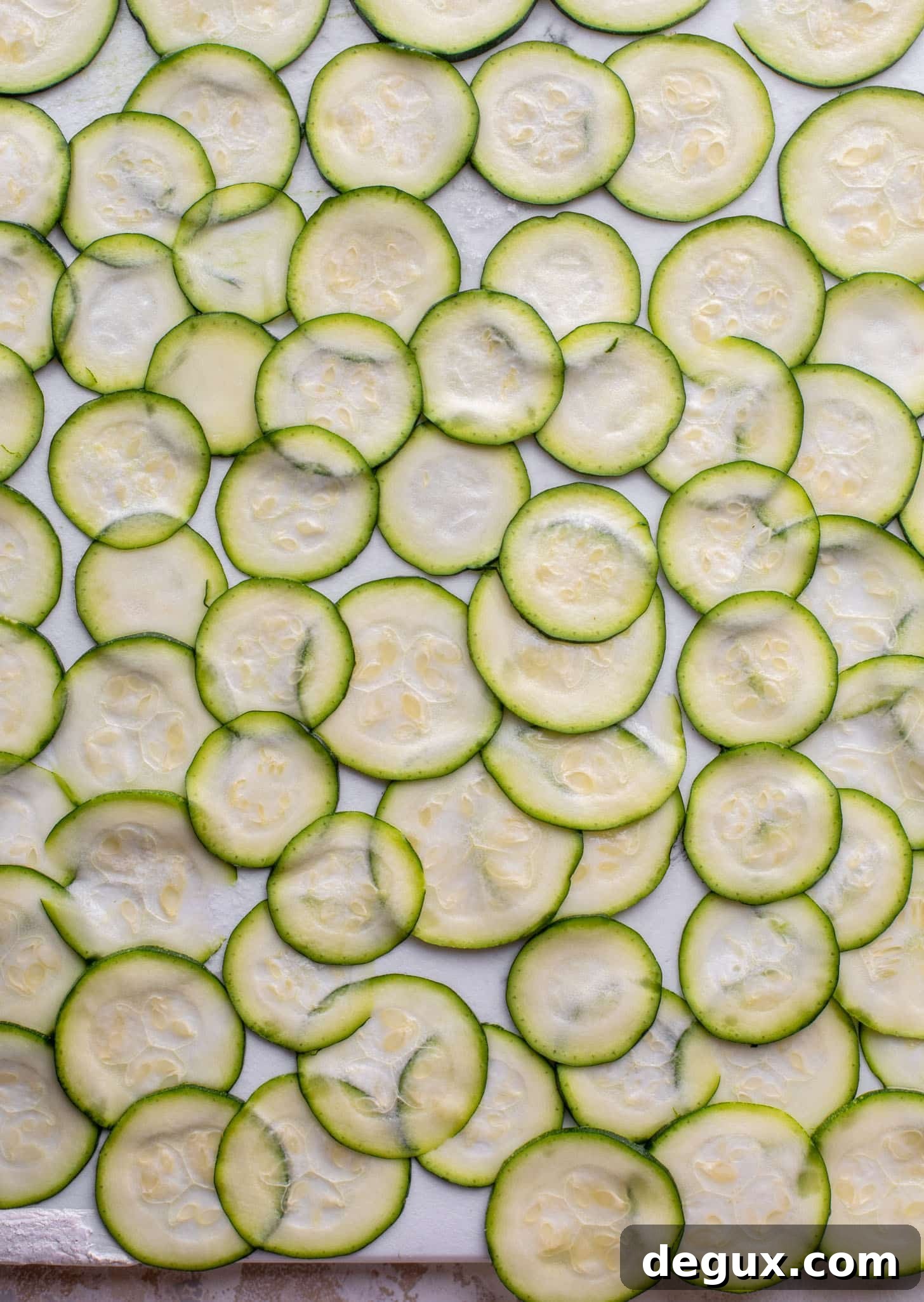 thinly sliced zucchini