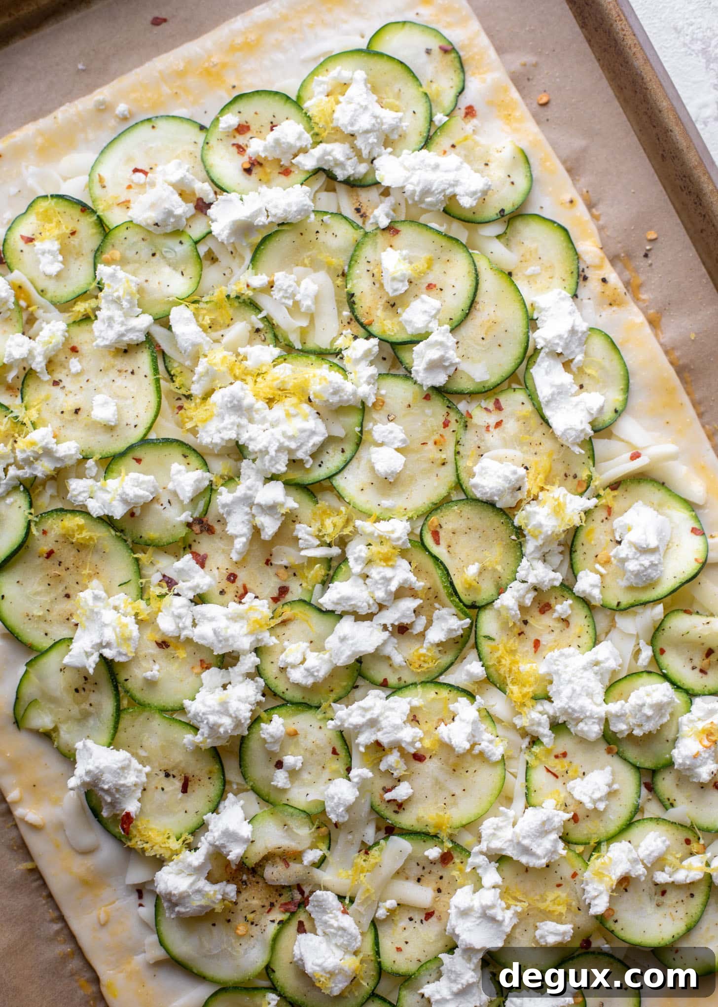 pastry with zucchini and goat cheese