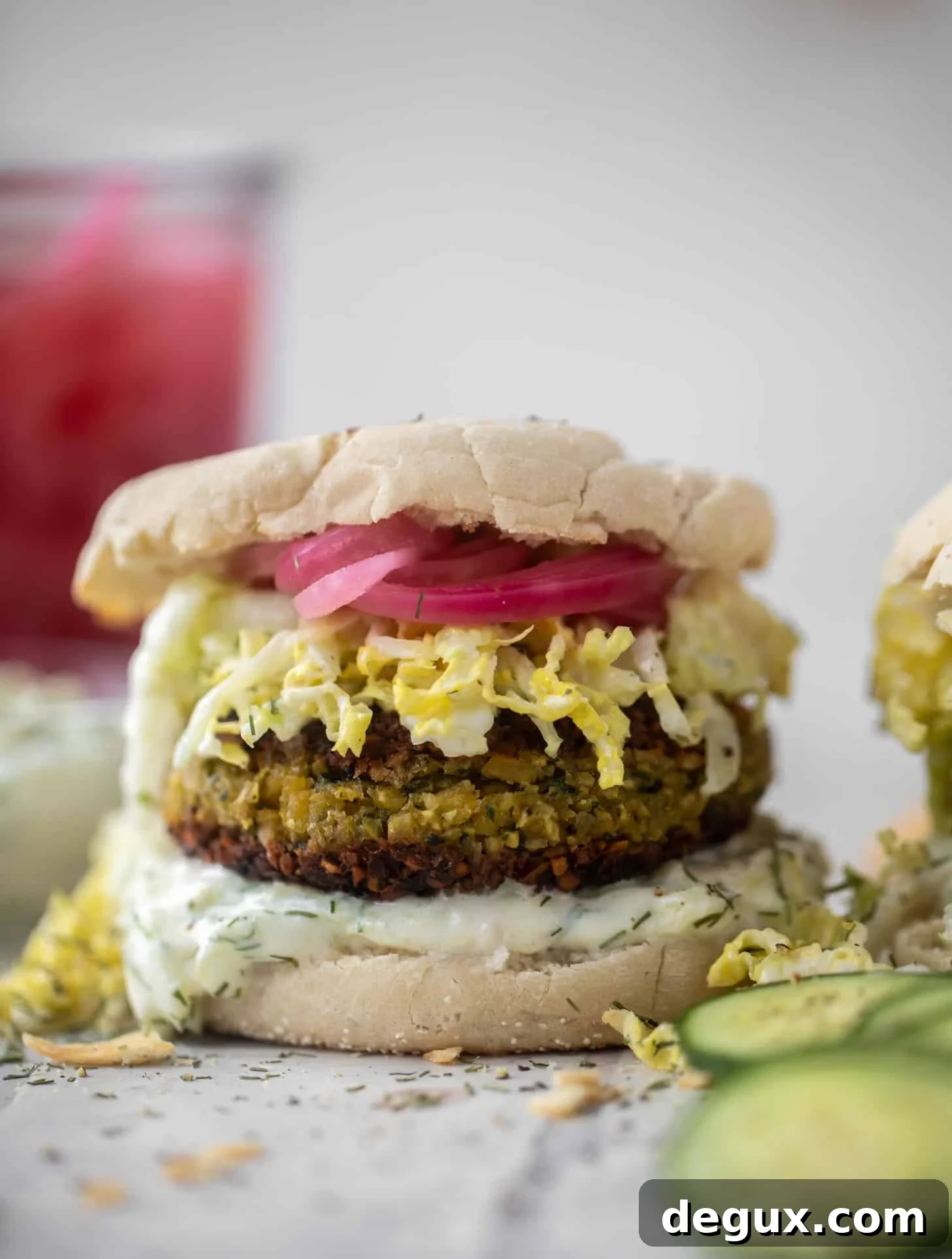 falafel burgers with tzatziki slaw