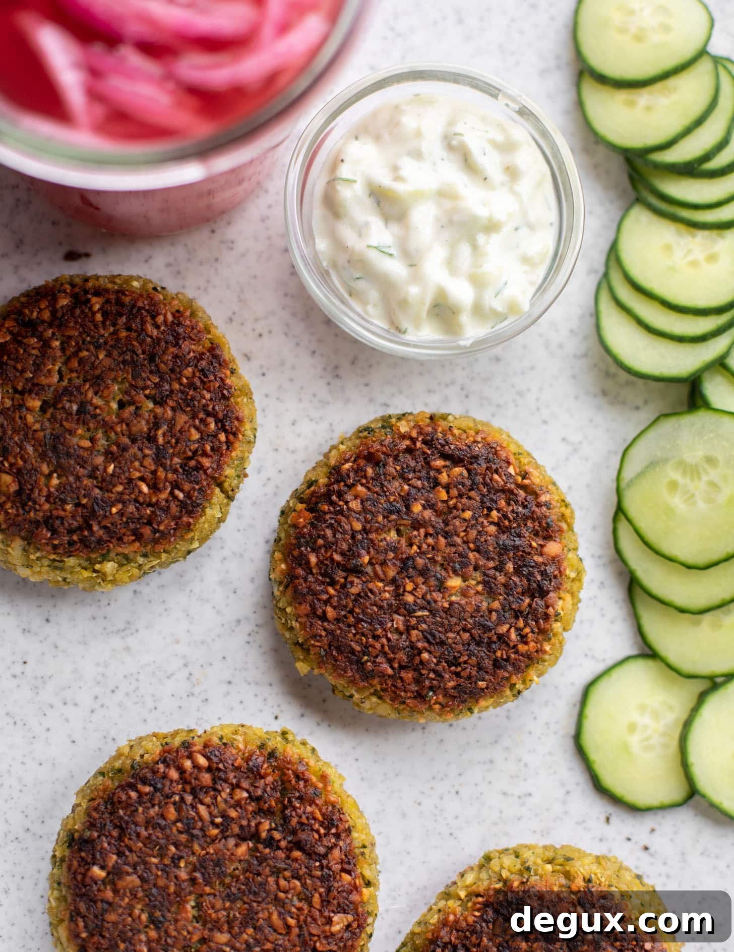 falafel burgers with tzatziki slaw