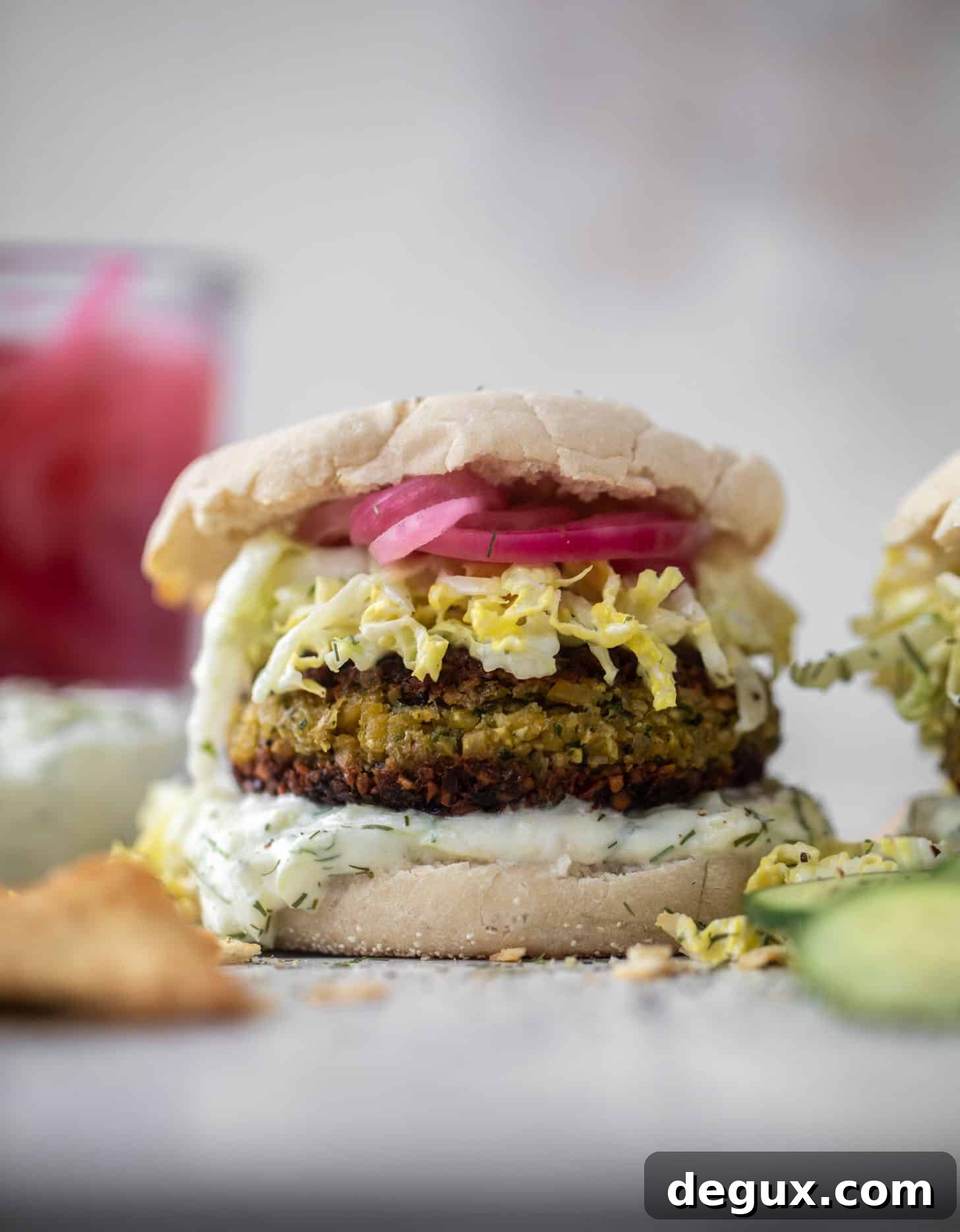 falafel burgers with tzatziki slaw