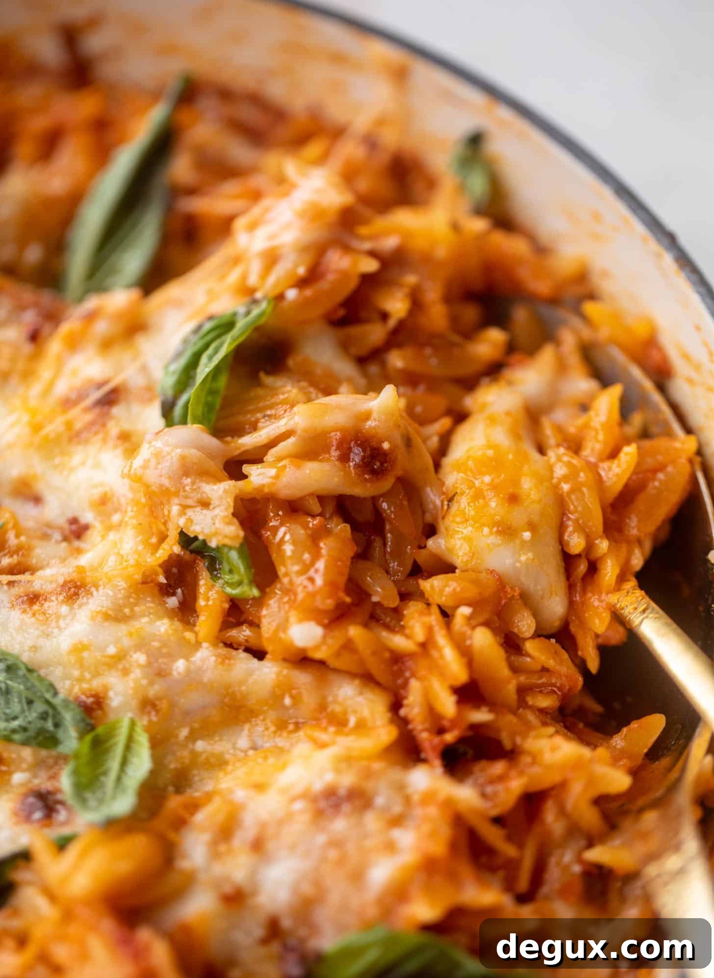 cheesy tomato basil baked orzo