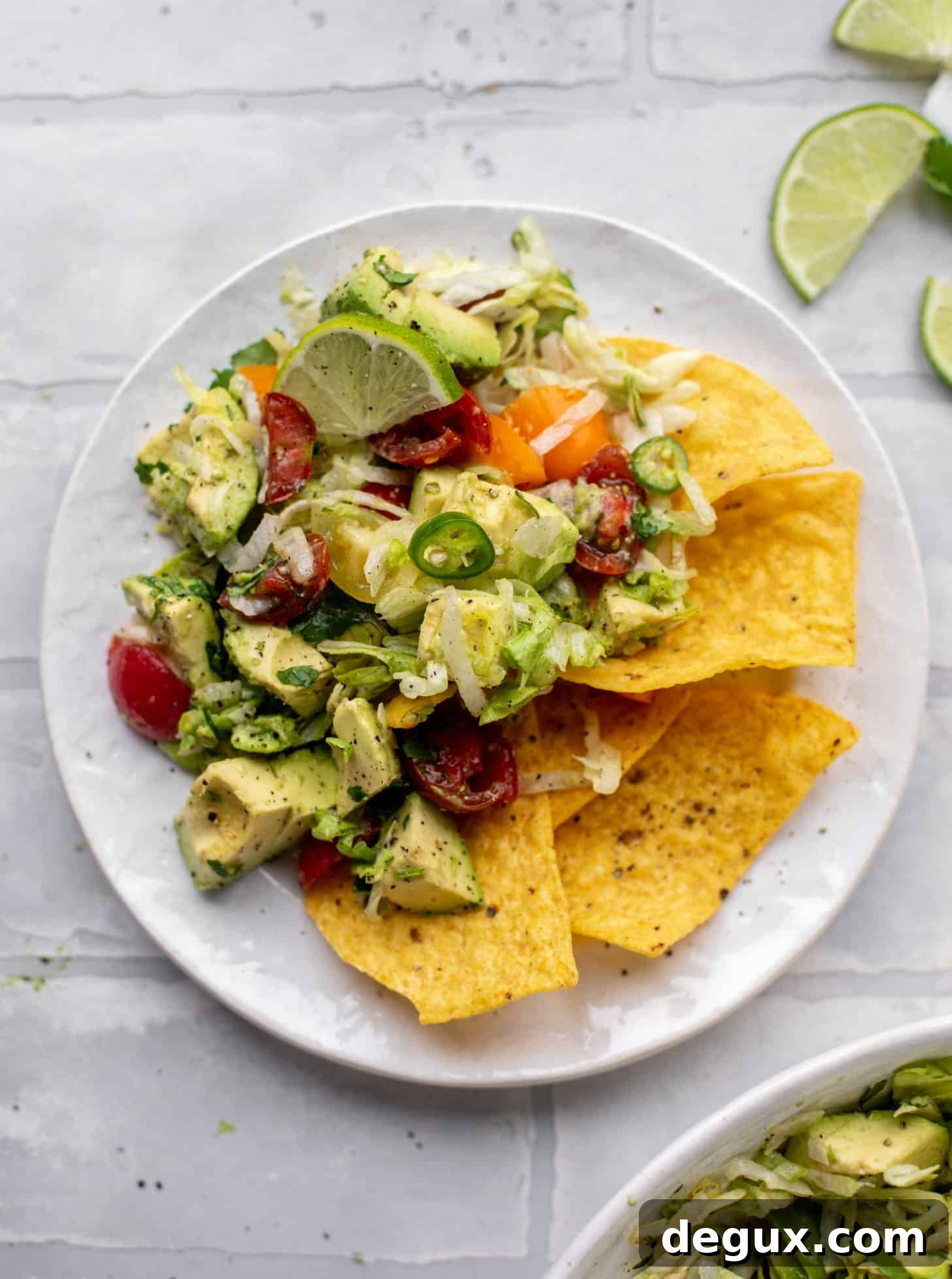 guacamole salad with chips