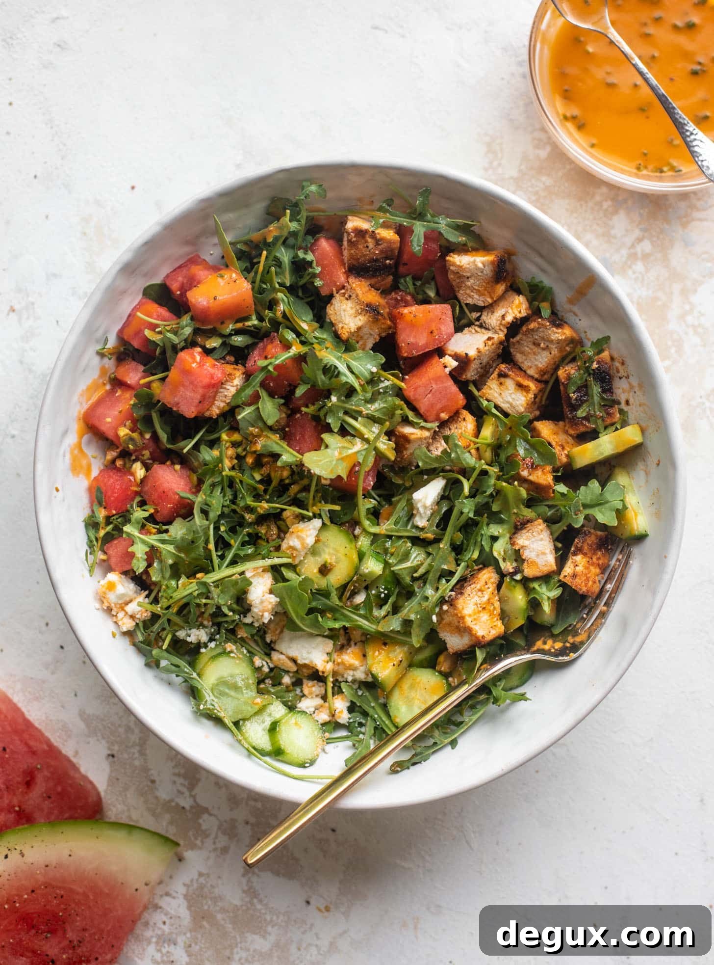Blackened Chicken and Watermelon Salad with Feta and Lime Vinaigrette 9 blackened chicken watermelon salad