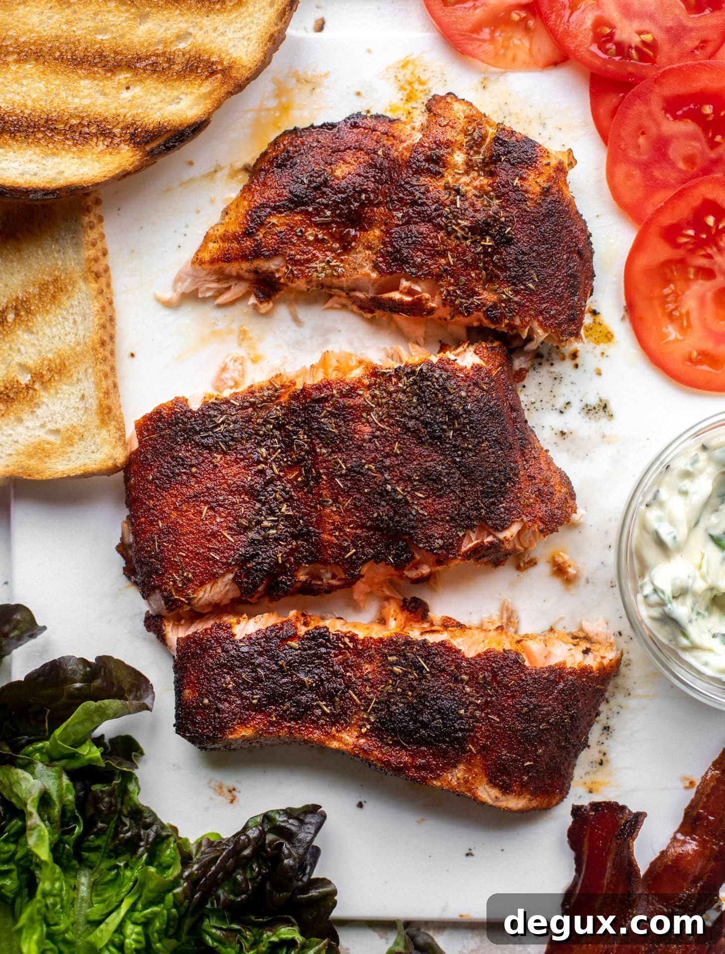 Grilled Salmon Club with Charred Scallion Mayo Recipe 6 salmon club sandwich with charred scallion mayo