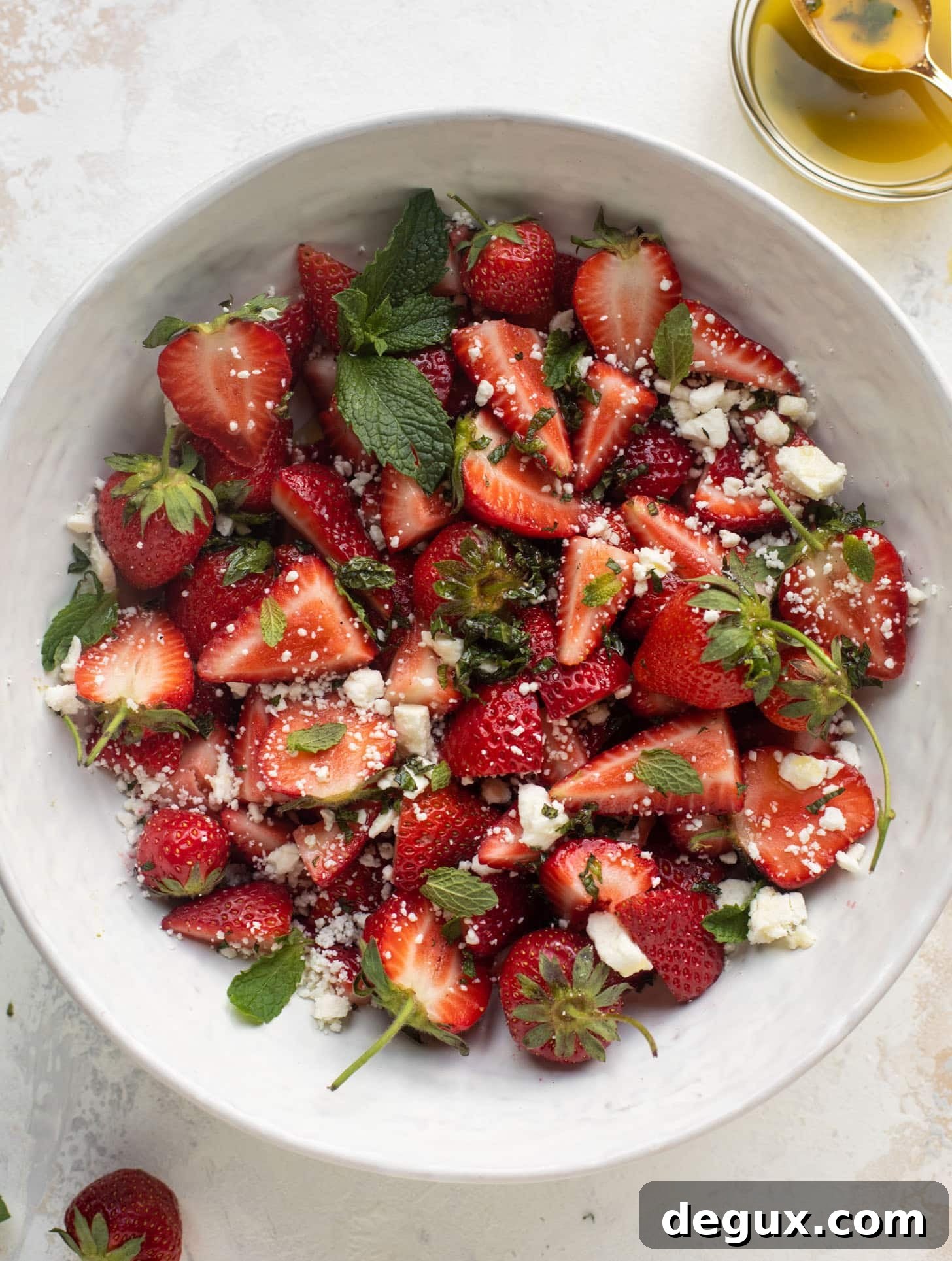 strawberry feta salad with black pepper and mint